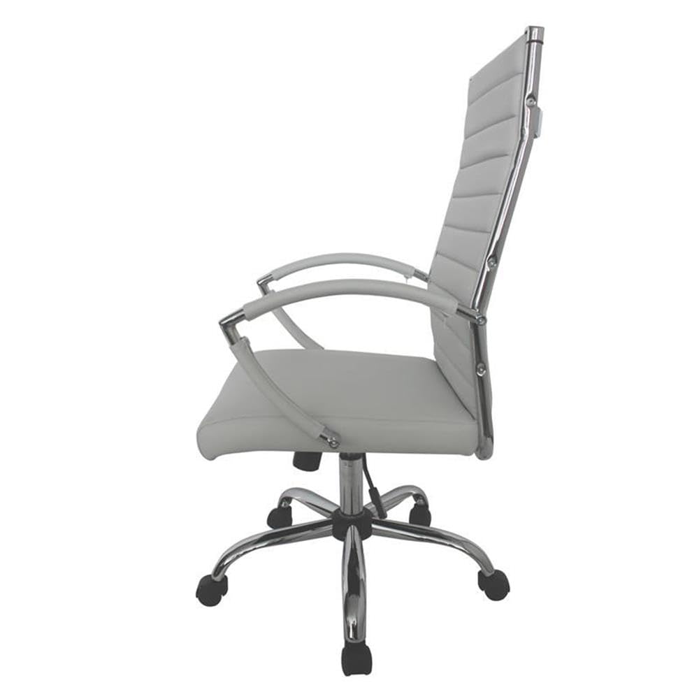 Furniture of America Damse White Faux Leather Large Adjustable Office Chair - Ergonomic Executive Desk Chair for Home & Office Workspace