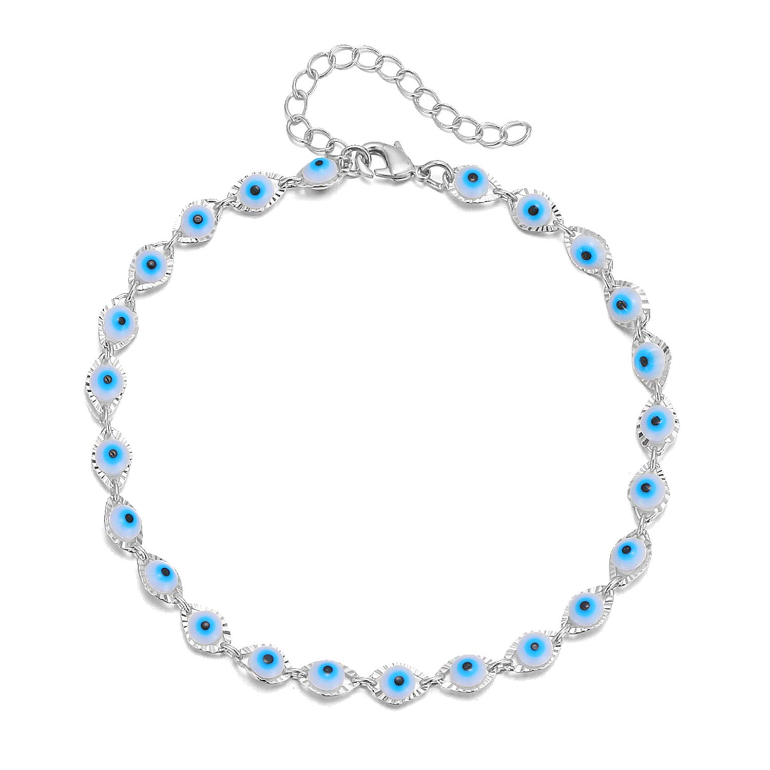 14K Gold & Silver Evil Eye Ankle Bracelets for Women & Teen Girls - Protection Jewelry for Good Luck, Travel & Everyday Wear