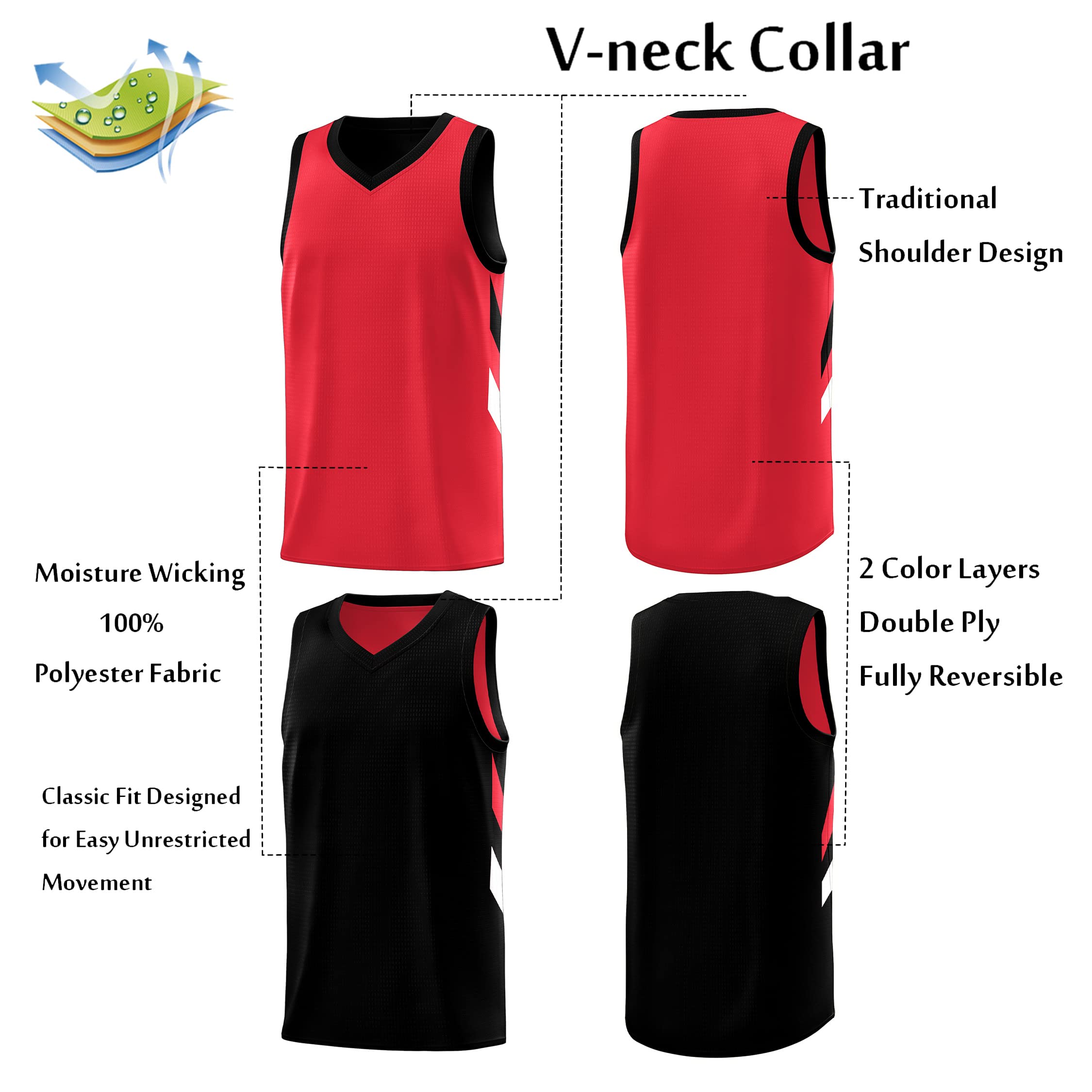 Men's Reversible Basketball Jersey - Team Uniform for Hip Hop & Sports S-4XL