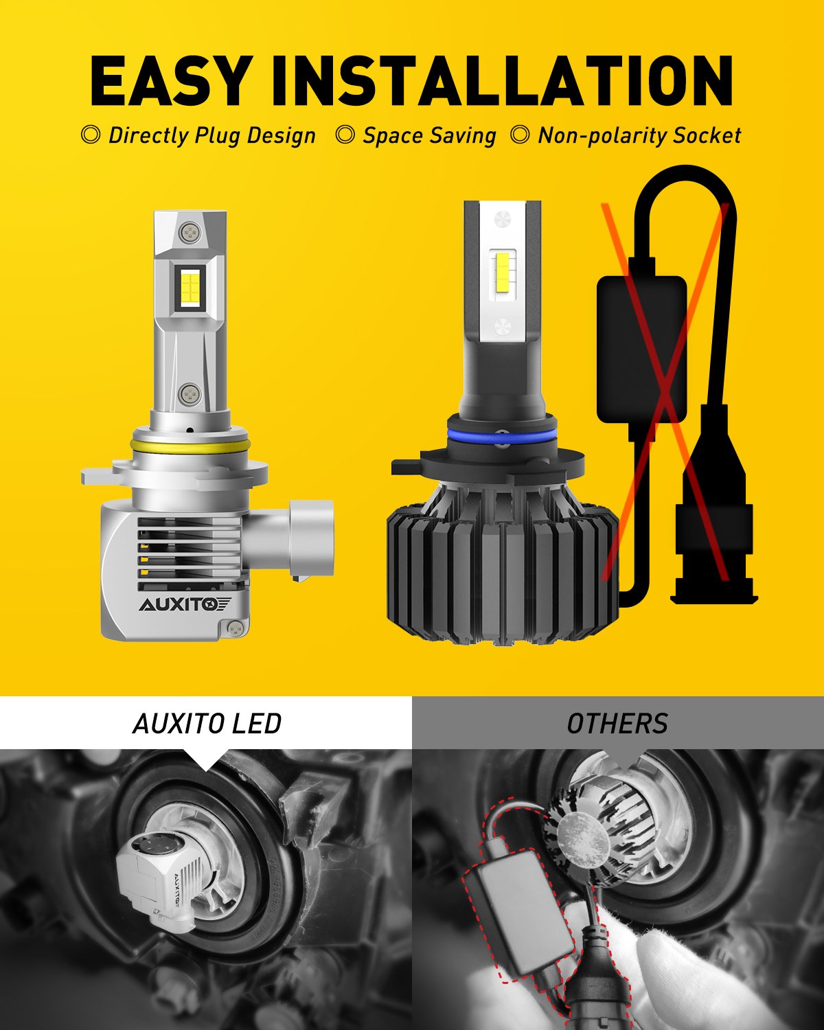 AUXITO 9012 LED Headlight Bulbs - 100W 20000LM Super Bright (600% Brighter) 6000K Cool White - Perfect for Night Driving, Fog Lights & Off-Road Vehicles