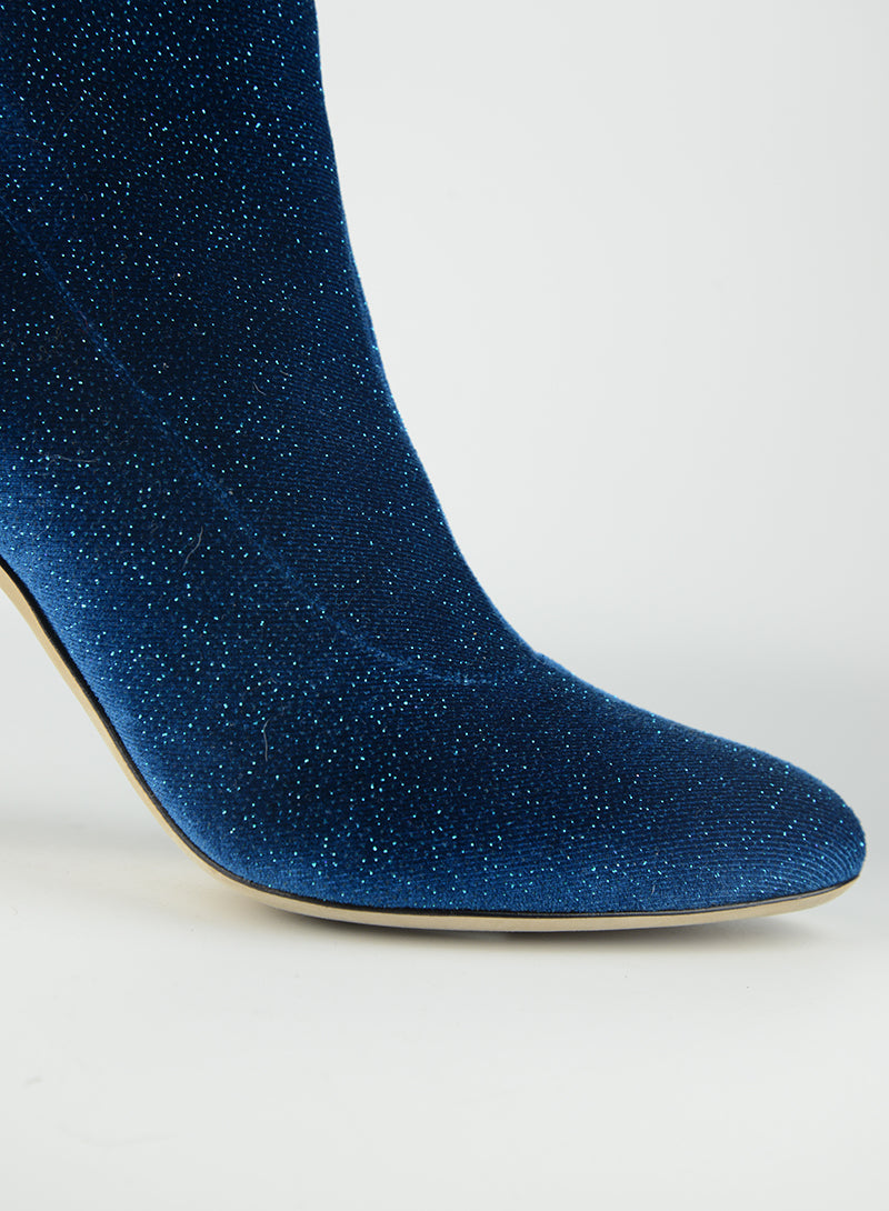 Zanotti Blue Petrol Lurex Tronchetti Boots - Size 36 | Stylish Winter Fashion for Women | Perfect for Parties & Night Out
