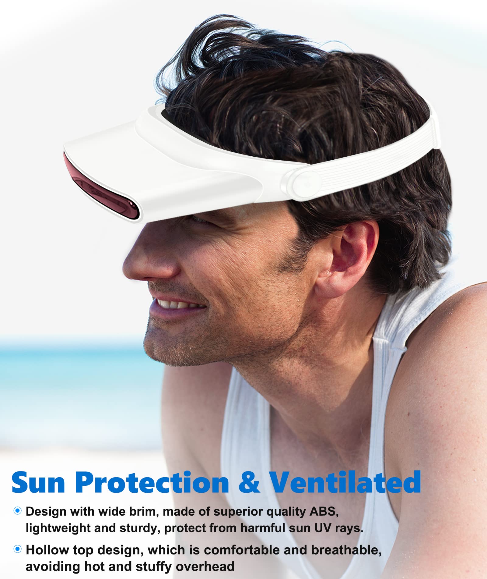 TRELC Hands-Free Bladeless Headband Fan - Rechargeable USB Cooling Sun Hat for Women & Men - Portable Personal Fan for Cycling, Fishing, Hiking, Camping & Outdoor Sports - White (Ideal for Summer Activities, Travel & Hot Weather Use)