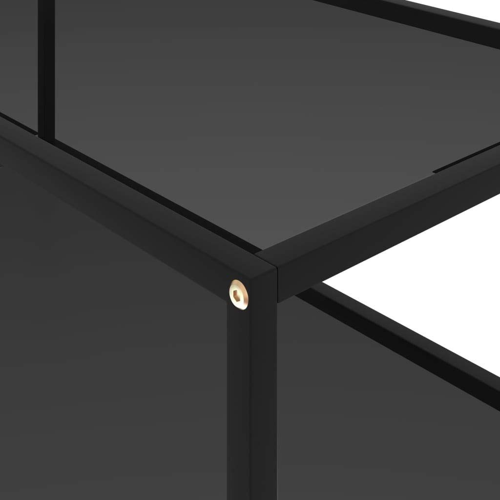 Modern Coffee Table with Tempered Glass Top & Storage Shelf - 2-Tier Powder-Coated Steel Frame End Table for Living Room, Bedroom - 39.4