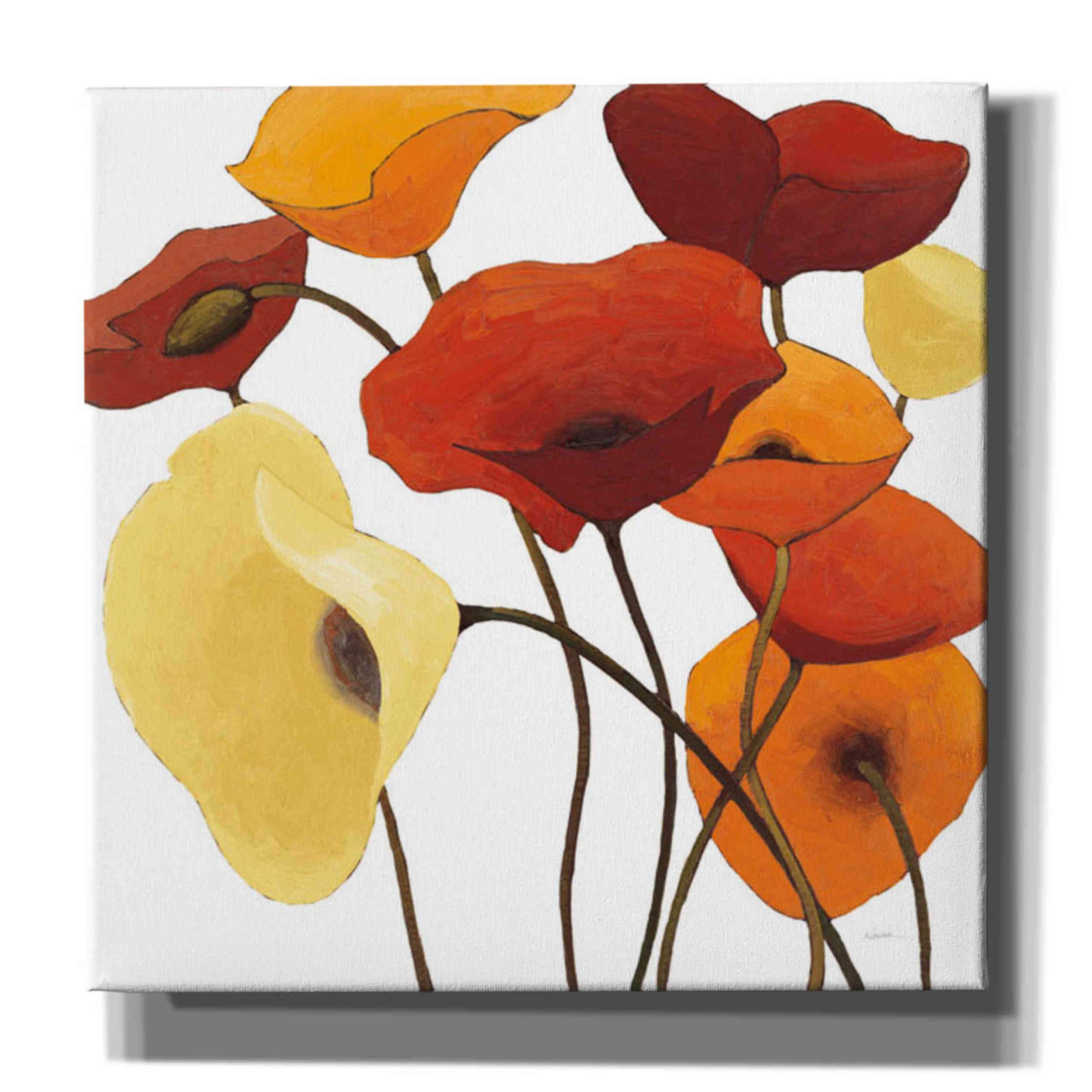 Shirley Novak 'Up One on White Yellow' Abstract Canvas Wall Art - 26x26 Inch Modern Home Decor for Living Room, Bedroom & Office