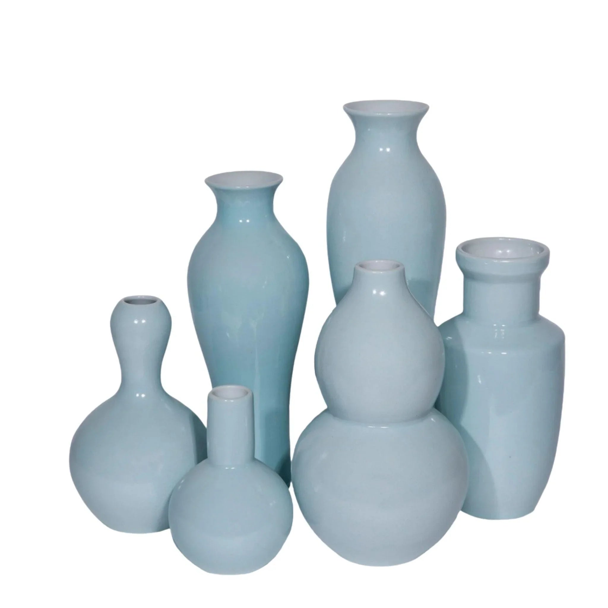 Icy Blue Porcelain Vases Set - Handcrafted Ceramic Home Decor for Living Room, Dining Table & Wedding Centerpieces