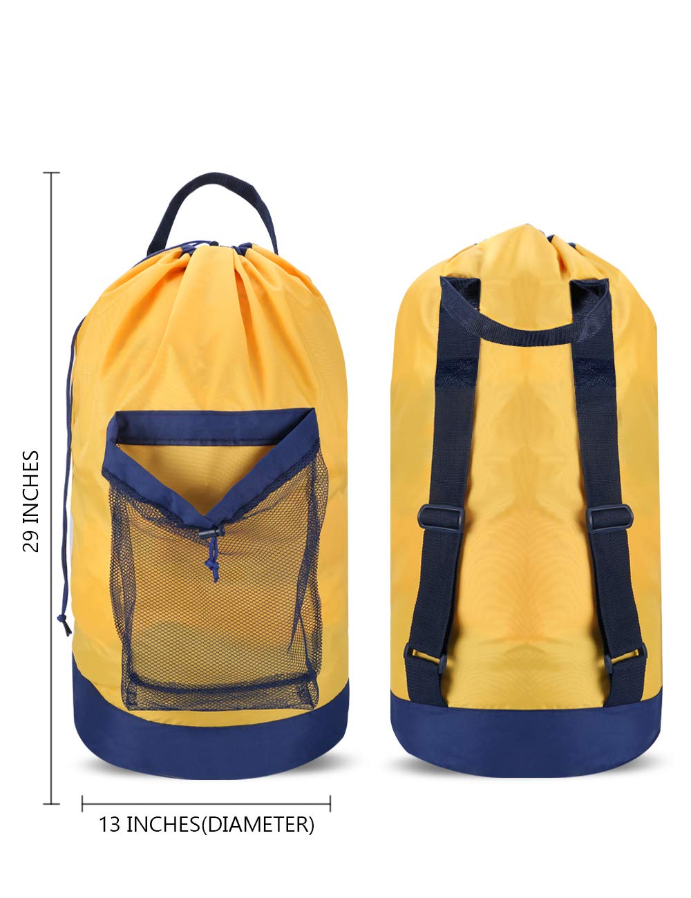 Dalykate Laundry Backpack - Durable Nylon Clothes Hamper with Shoulder Straps & Mesh Pocket, Drawstring Closure - Perfect for College Students, Travel, Laundromat & Apartment Use | Portable Laundry Solution for Dorms, Camping & Gym