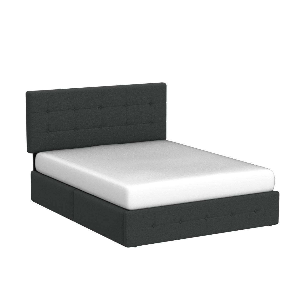 HOOMIC Queen Size Storage Bed Frame with 4 Drawers & Adjustable Headboard - No Box Spring Needed, Wooden Slats, Noise Free, Easy Assembly - Dark Grey Tufted Platform Bed for Bedroom, Guest Room, Dorm