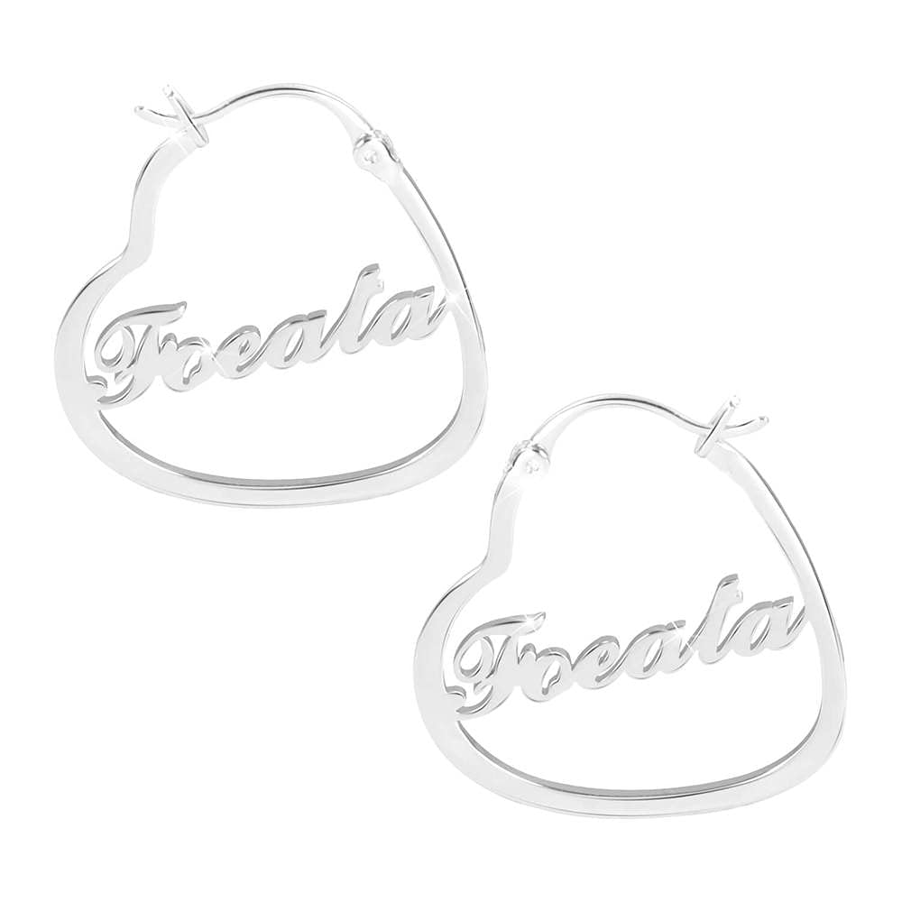 925 Sterling Silver Heart Name Earrings - Personalized Gold Plated Jewelry for Women & Girls - Perfect for Valentine's Day Gifts, Anniversary Presents & Everyday Wear
