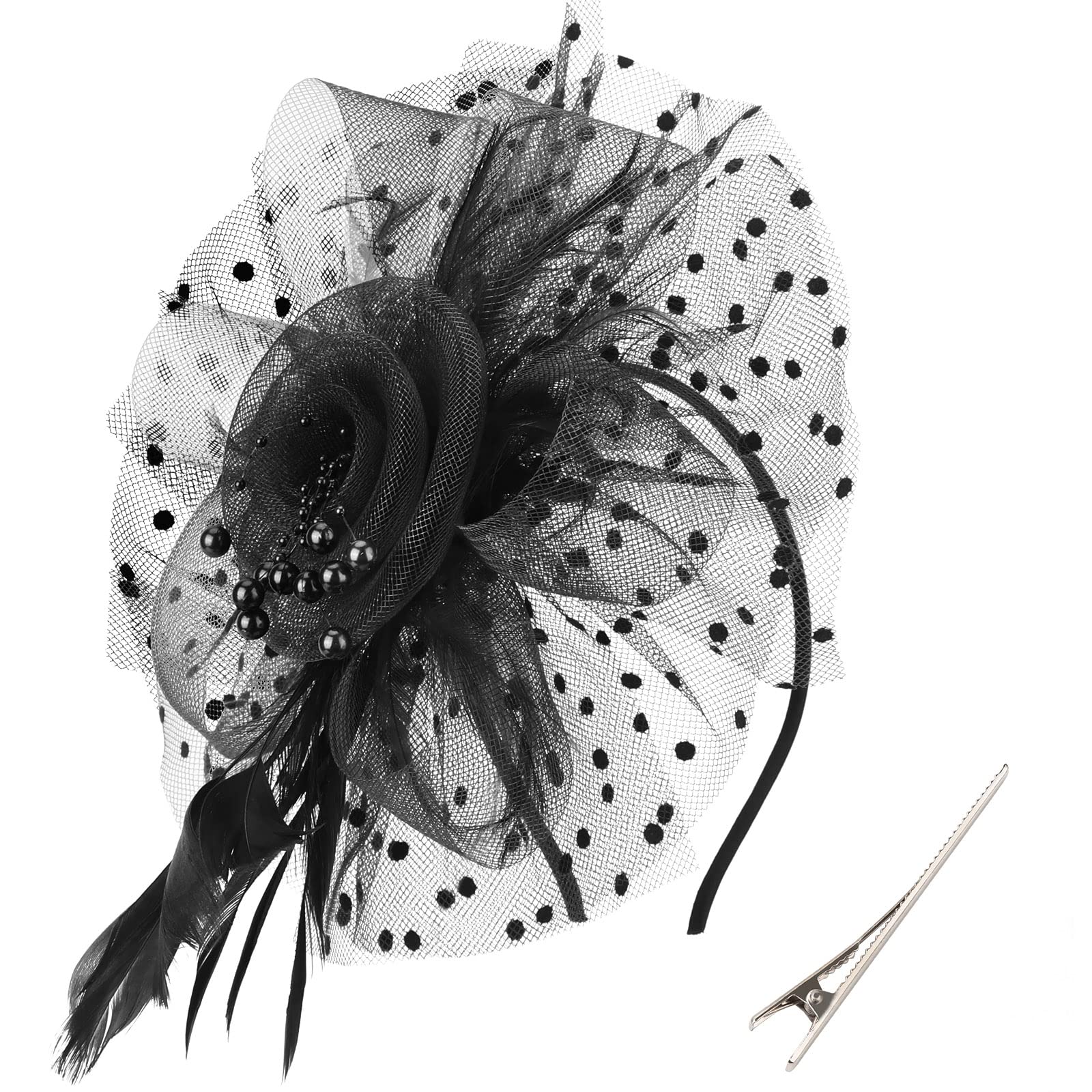 Elegant Women's Kentucky Derby Fascinator Hats with Flower, Headband & Clip - Perfect for Tea Parties, Weddings, and Special Events
