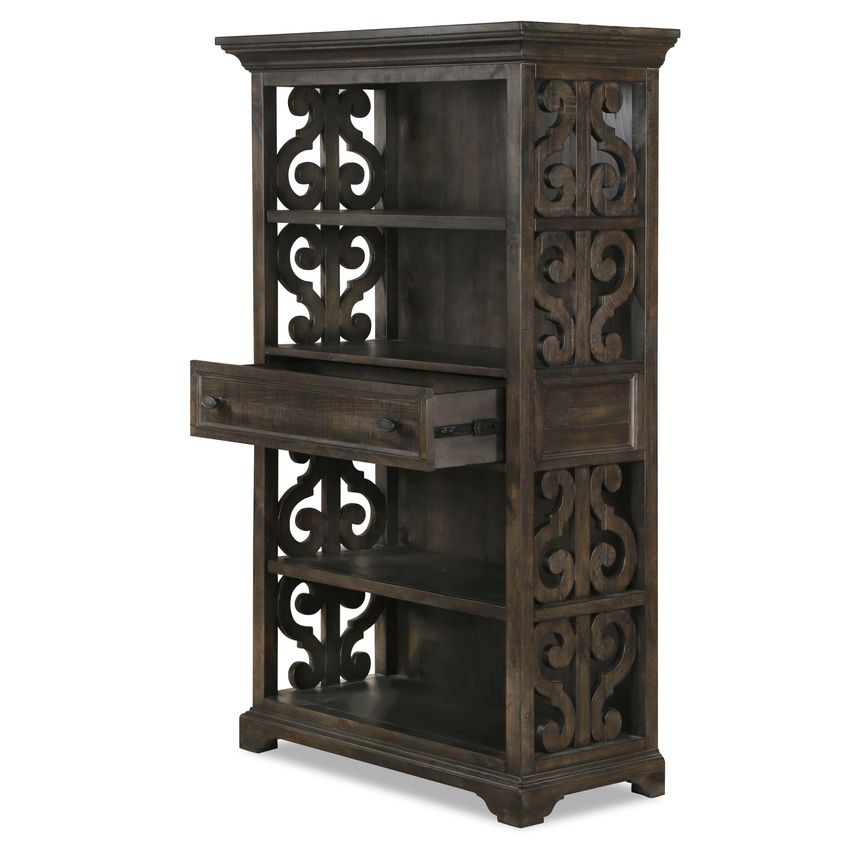 Bellamy Bookcase in Weathered Peppercorn - Rustic Wooden Bookshelf for Living Room, Bedroom & Office - Stylish Storage Solution for Books, Decor & Essentials