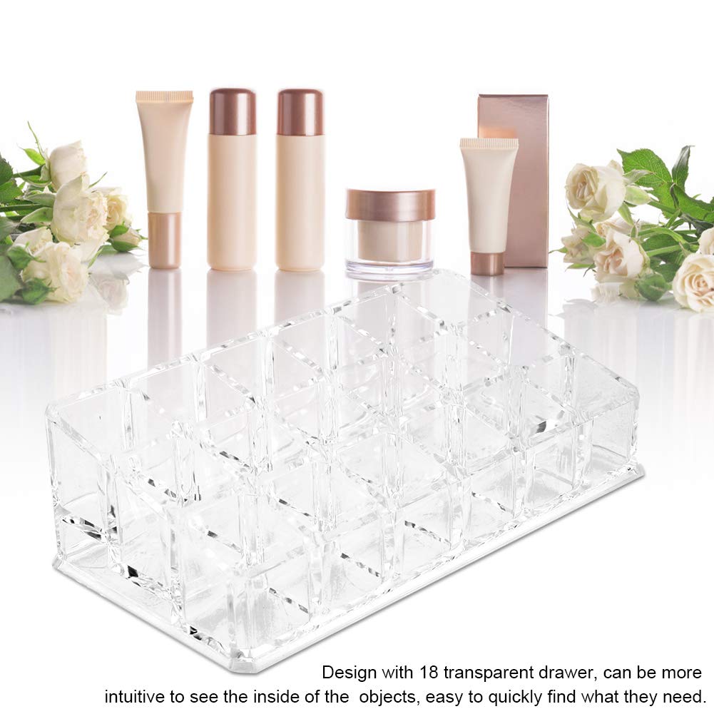 Acouto 18-Slot Portable Lipstick Organizer - Clear Mini Cosmetic Storage Box for Lip Gloss, Jewelry & Perfume | Perfect for Travel, Vanity & Bathroom Organization