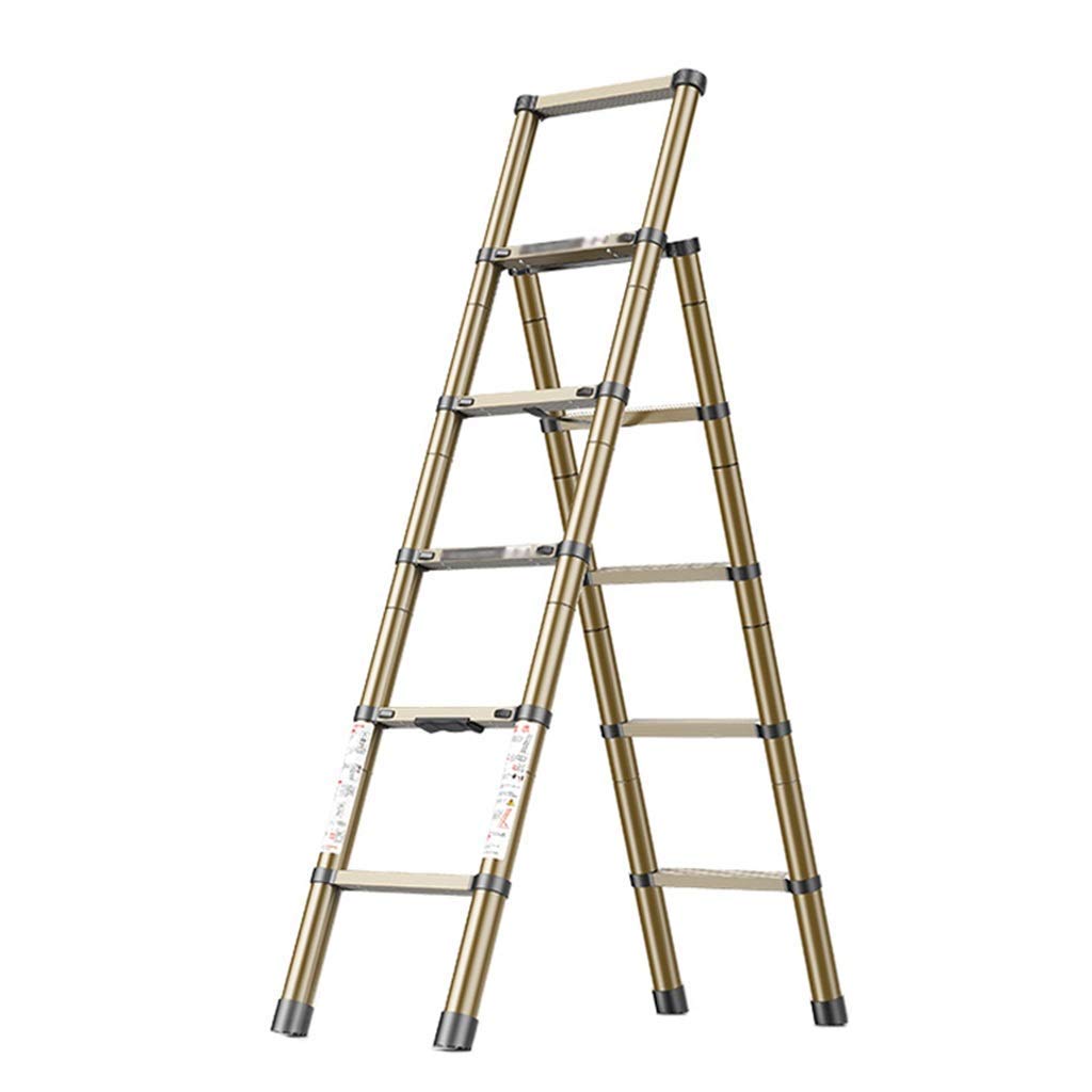 5-Tier Aluminum Folding Step Stool with Handgrip - Portable Lightweight Ladder for Home & Office Use - Perfect for Reaching High Shelves, Changing Light Bulbs & Home Organization