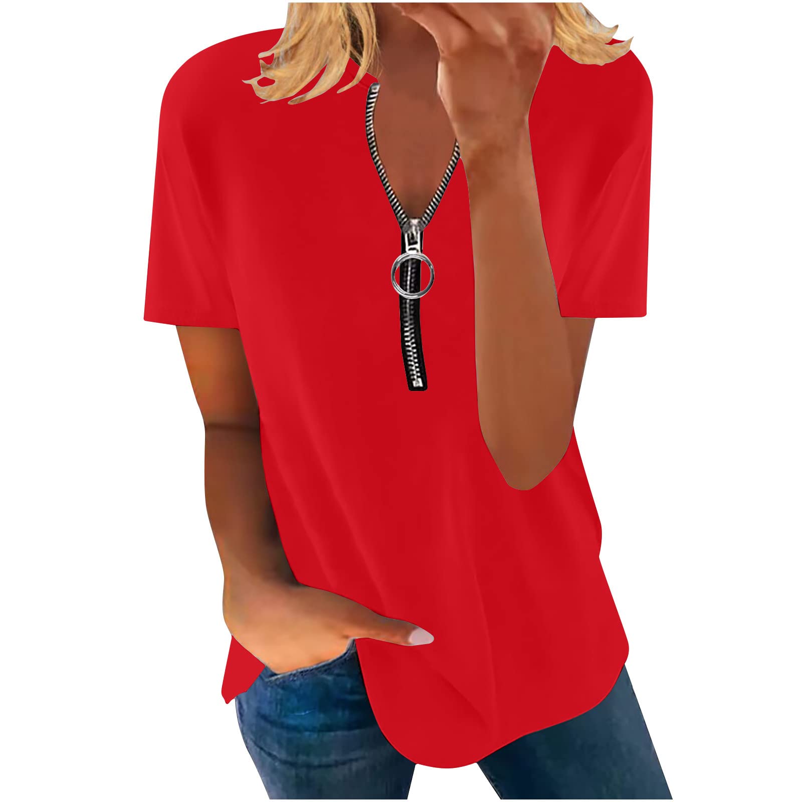 Women's Summer T-Shirts - Casual Short Sleeve Solid Color Tee Shirts | Comfortable Fitted Pullover Tops for Everyday Wear, Beach Outings & Vacation Essentials