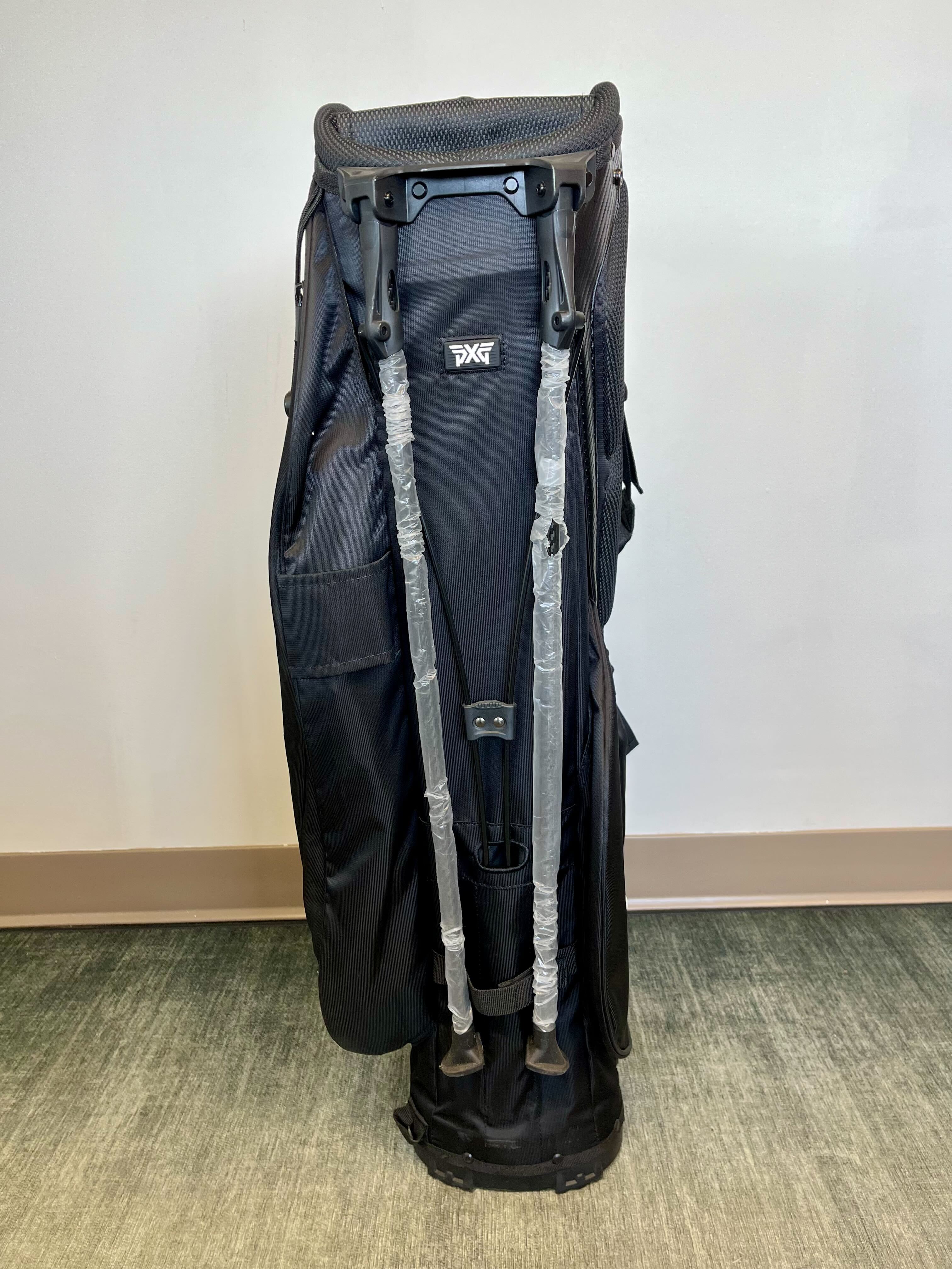 PXG Golf Stand & Carry Bag - Black with 4 Dividers, 5 Pockets, Adjustable Strap & Rain Cover - Perfect for Golf Course & Driving Range