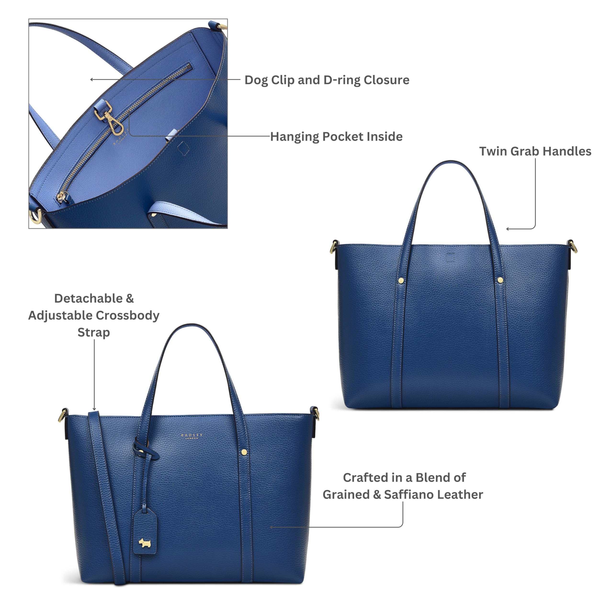 RADLEY London Smithfields Way Medium Open Top Satchel Bag for Women - Genuine Leather Crossbody Purse, Stylish Shoulder Bag for Work, Travel & Everyday Use