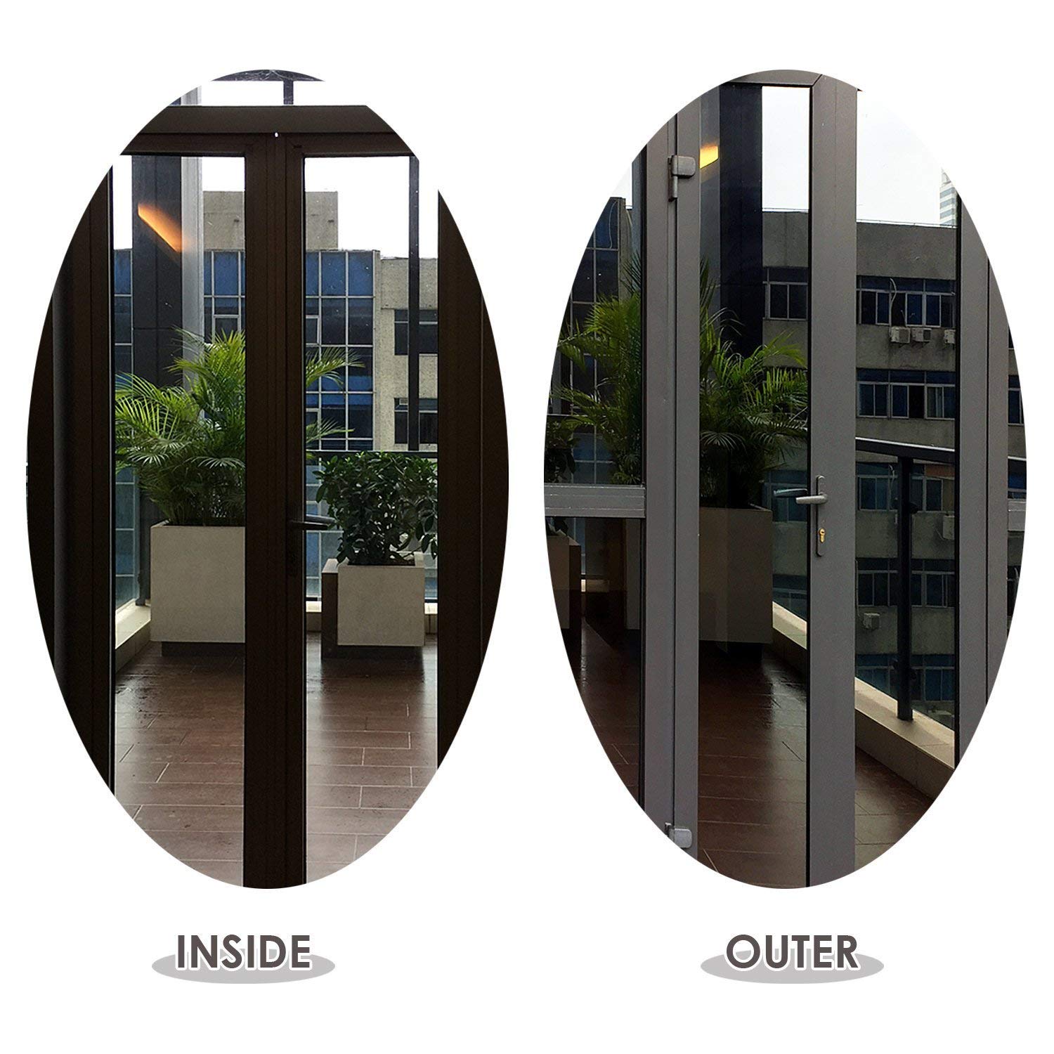 SW One Way Mirror Privacy Window Film - Black Silver Reflective Tint for Heat Control & UV Protection (35.4