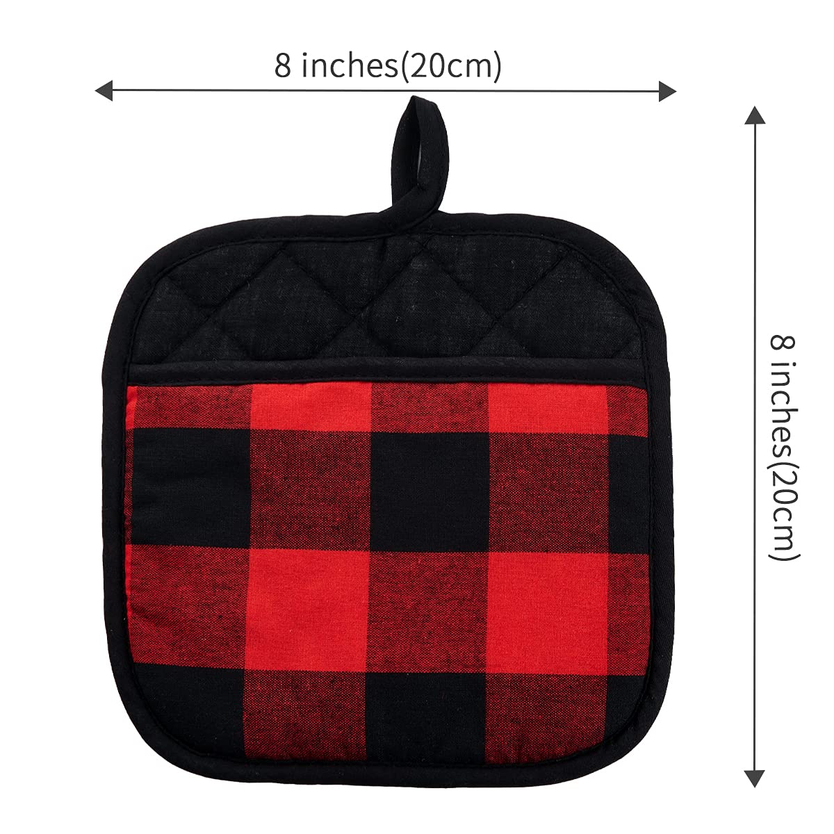 Joyhalo 4 Pack Christmas Buffalo Plaid Pot Holders - Heat Resistant Kitchen Potholders for Cooking, Baking & Holiday Decor - Perfect for Hot Dishes, Oven Mitts & Festive Kitchen Gifts