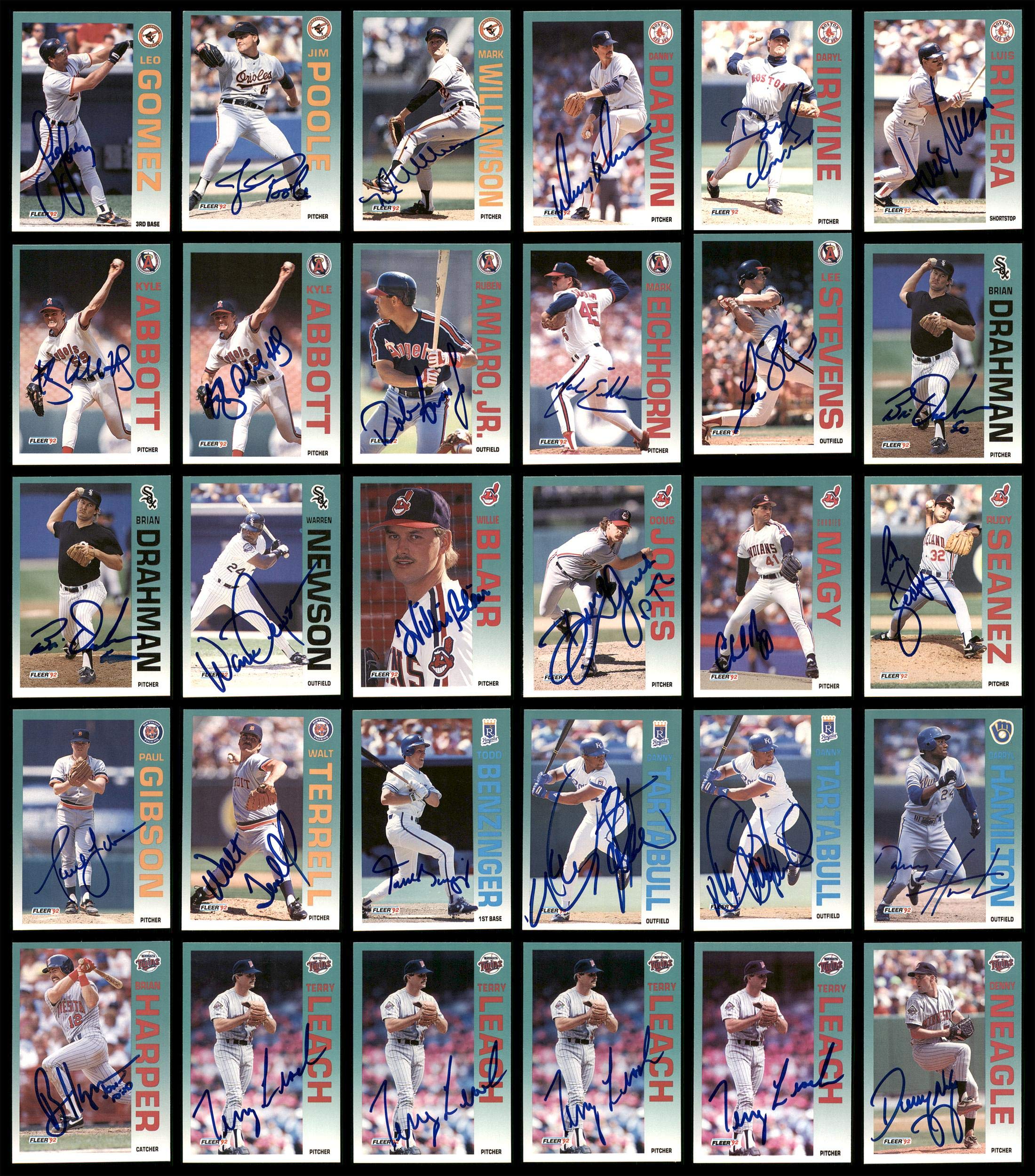 1992 Fleer Baseball Autographed Cards Lot of 115 - PSA/DNA Certified Collectible Trading Cards for Sports Memorabilia & Investment Collection