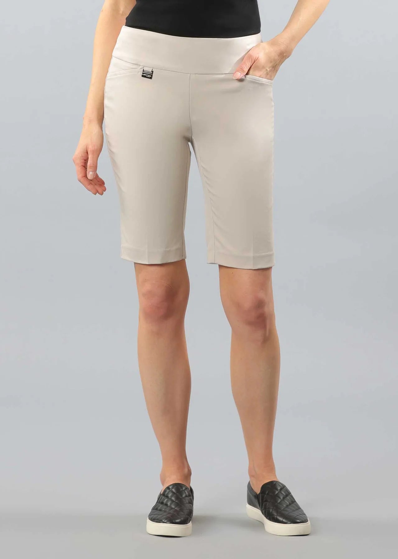 Lisette L Montreal 11 Inch Jupiter Bermuda Shorts for Women with Pockets - Comfortable Casual Summer Shorts for Outdoor Activities, Travel & Beach Vacations | Stone Color