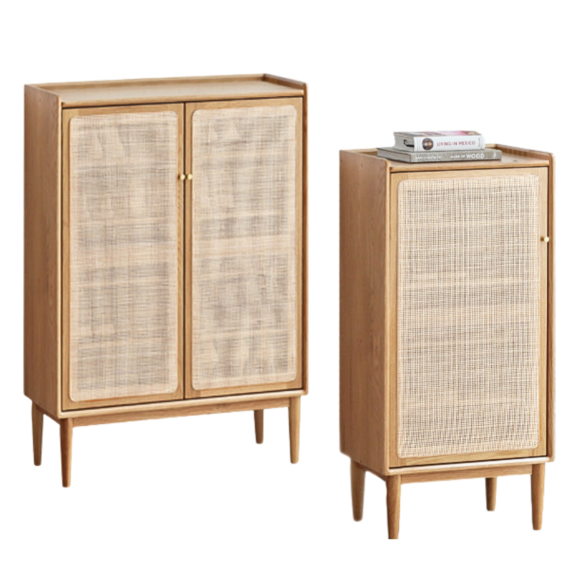 25.6x13.8x39.4 inch/ 65x35x100cm/ Natural Wood Color/ wide shoe cabinet + narrow shoe cabinet set