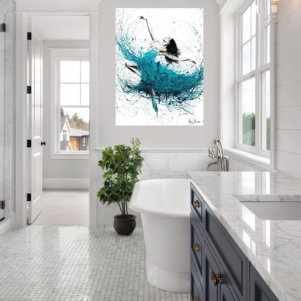 Ashvin Harrison Ballerina Waves Fine Art Canvas Wall Decor - 24x32 Inches - Ready to Hang Painting for Living Room, Bedroom, Office - Perfect for Home Decor, Housewarming Gifts & Interior Design
