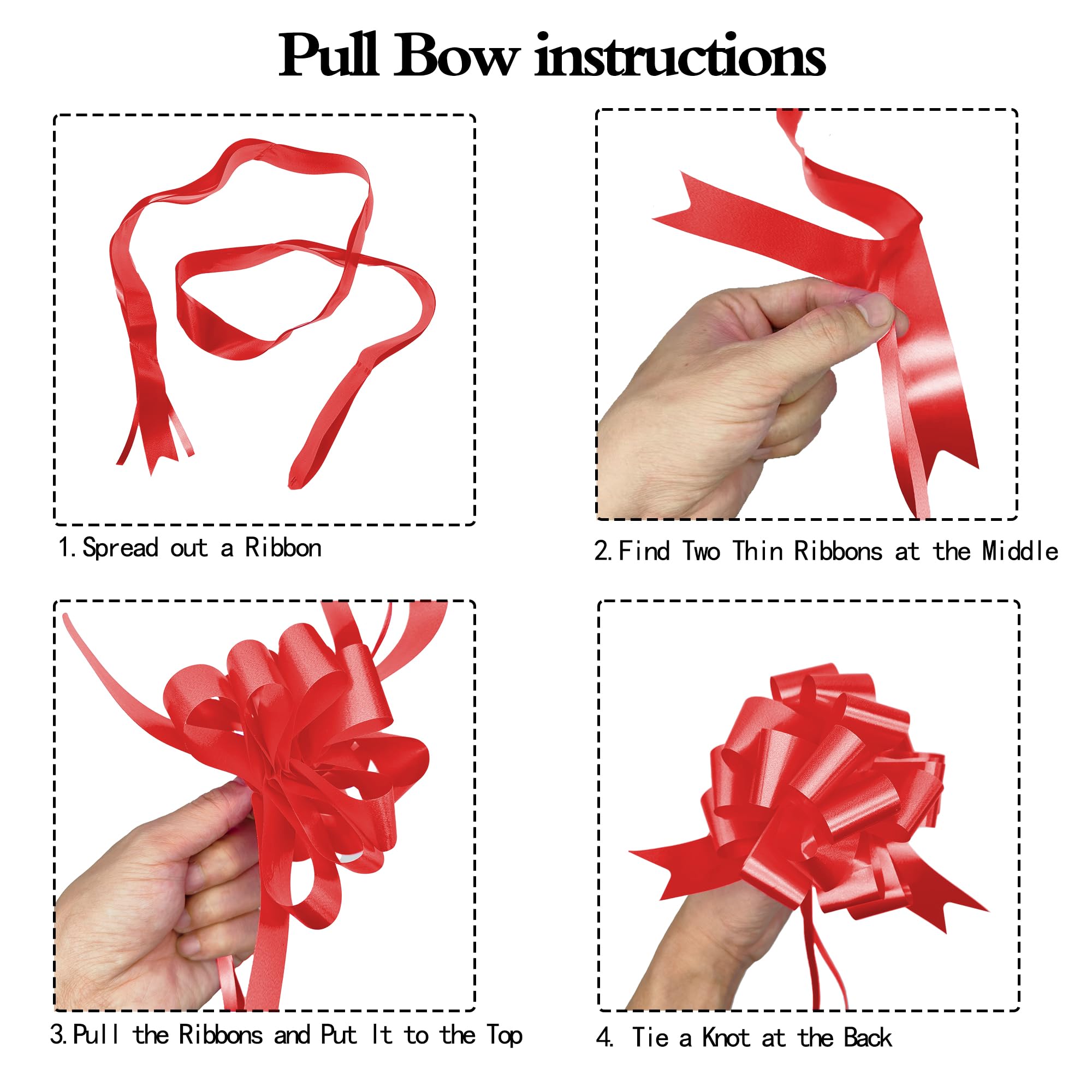 10-Piece 4.7-Inch Pull Bows for Gift Wrapping - Premium Self-Adhesive Ribbon Bows for Gift Boxes, Baskets, Birthdays, Weddings & Holidays - Perfect for Christmas, Valentine's Day, Easter & Party Decorations