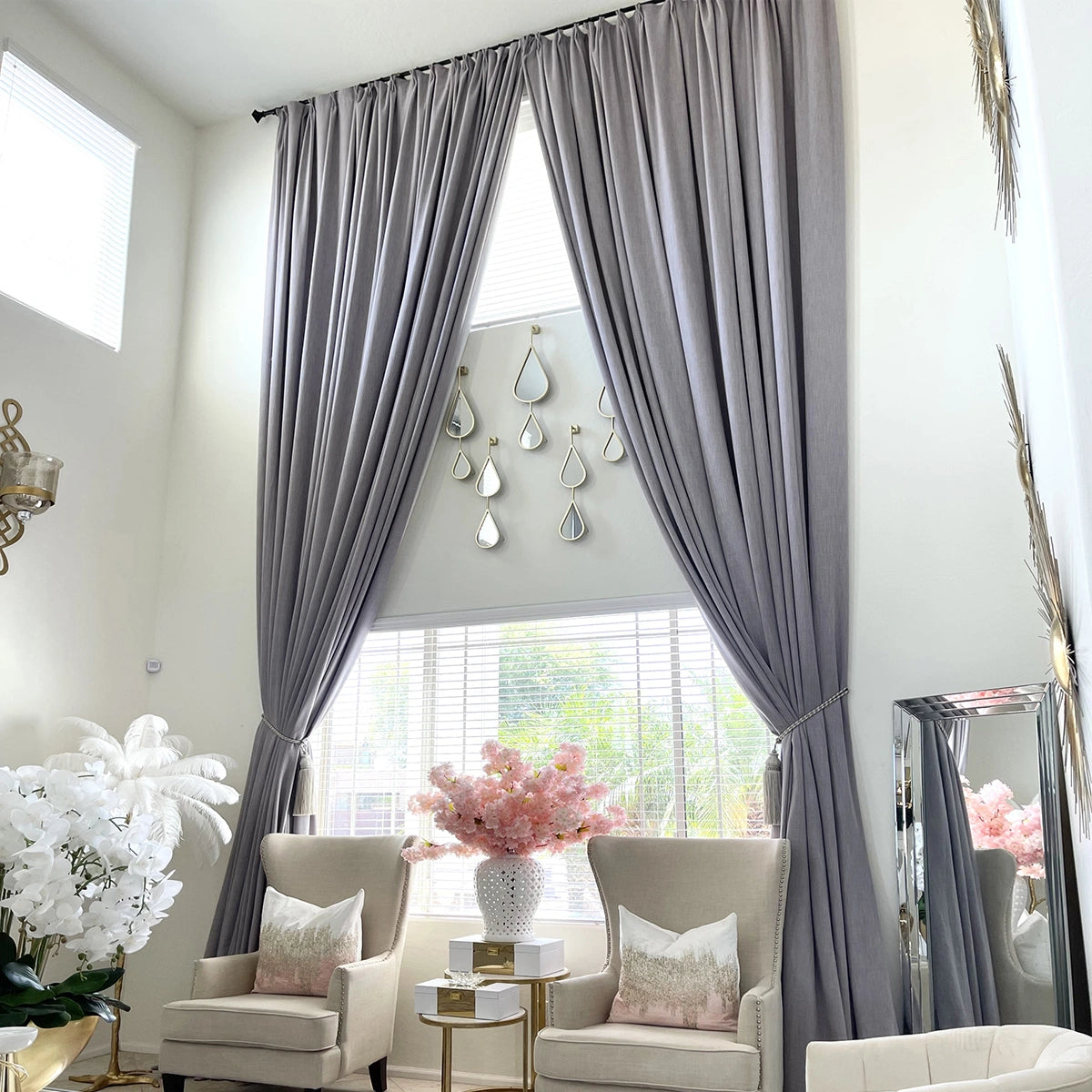Pinch Pleated Blackout Curtains - 100% Linen Fabric for Modern Home Decor | Noise Reducing & Thermal Insulated Window Drapes for Bedroom & Living Room