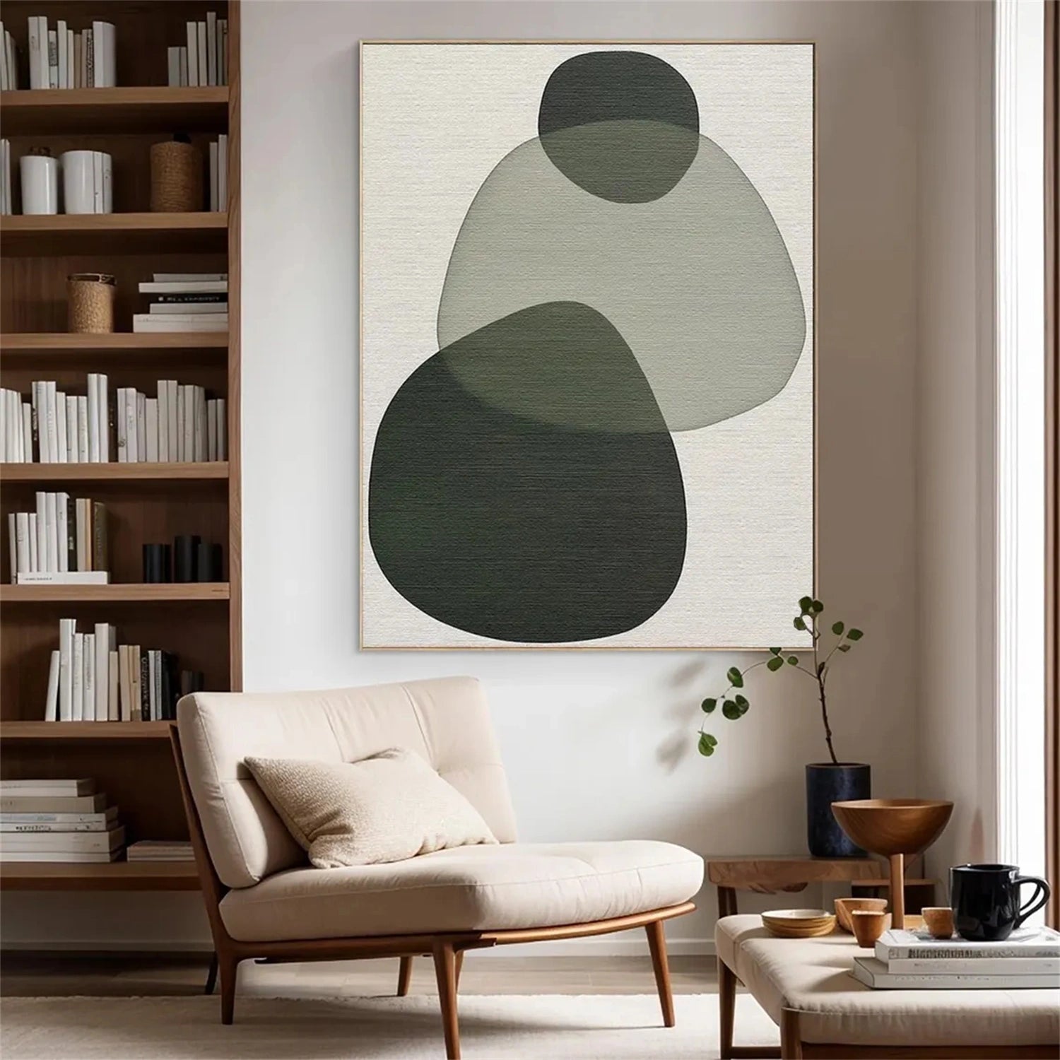 Blue & Green Abstract Wall Art Print #BG090 - Modern Canvas Painting for Living Room, Bedroom & Office Decor