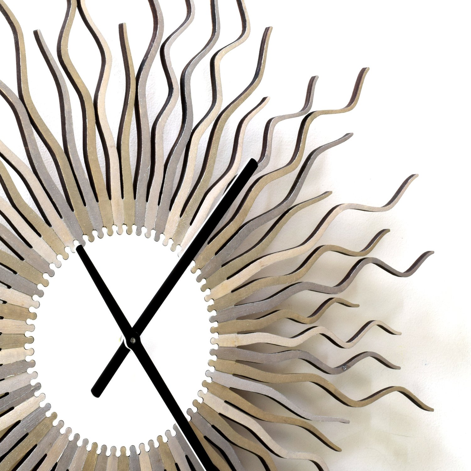 Medusa Silver XXL - 39 Inch Large Sunburst Wall Clock, Modern Starburst Wall Decor, Contemporary Silver Metal Clock for Living Room, Bedroom, Office & Home Decor