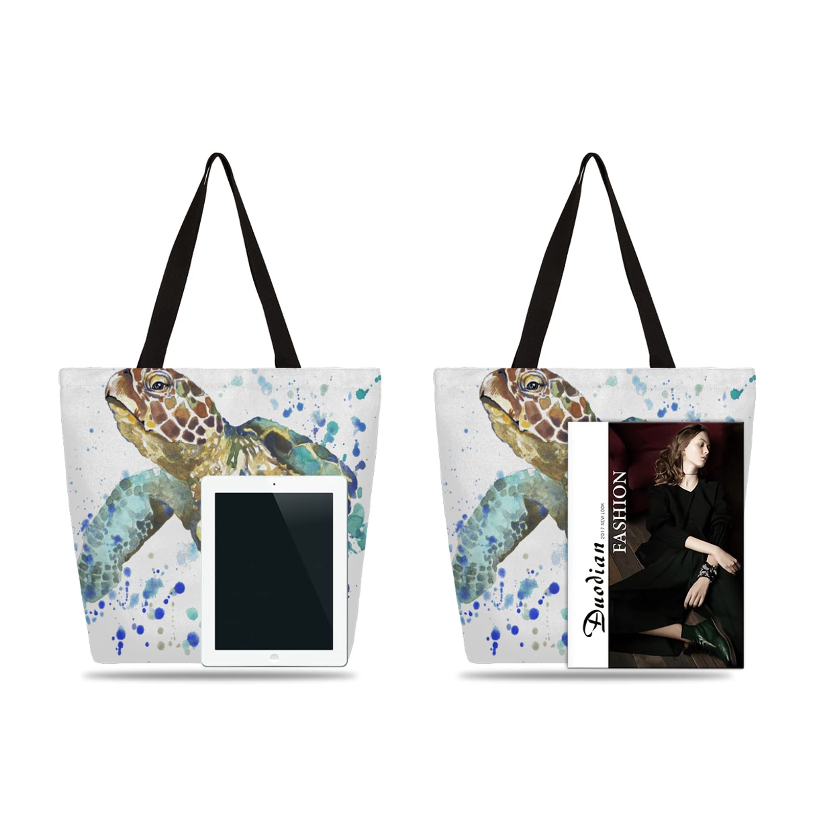 Stylish Large Canvas Tote Bag for Women - Reusable Zippered Shoulder Bag & Handbag - Perfect for Shopping, Travel, Beach & Everyday Use