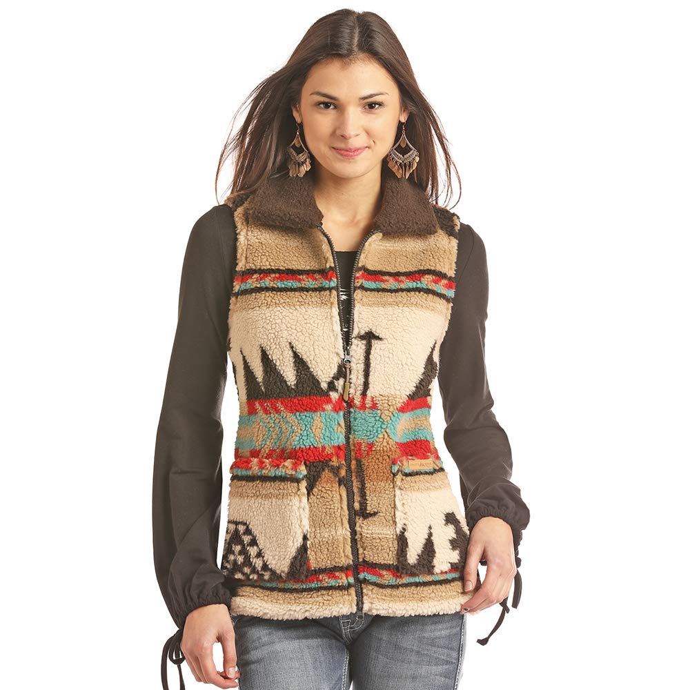 Women's Jacquard Berber Fleece Vest - Lightweight Warm Winter Puffer Vest for Outdoor Activities, Hiking, and Casual Wear (Style 58-2648)