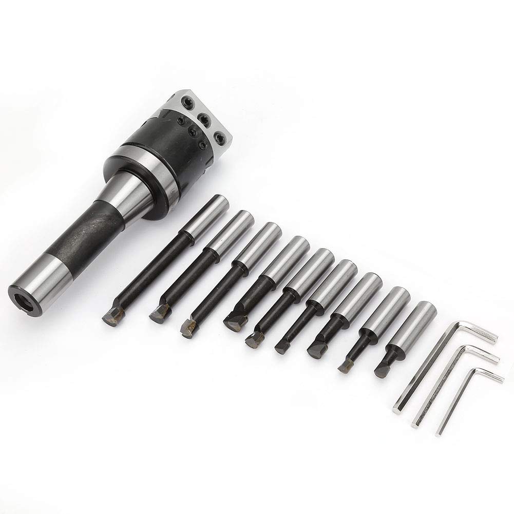 13Pcs Boring Head Set with R8 Boring Bars - High Carbon Steel Milling Machine Accessories for CNC Lathe Processing | Perfect for Metalworking, Woodworking & Precision Drilling Operations