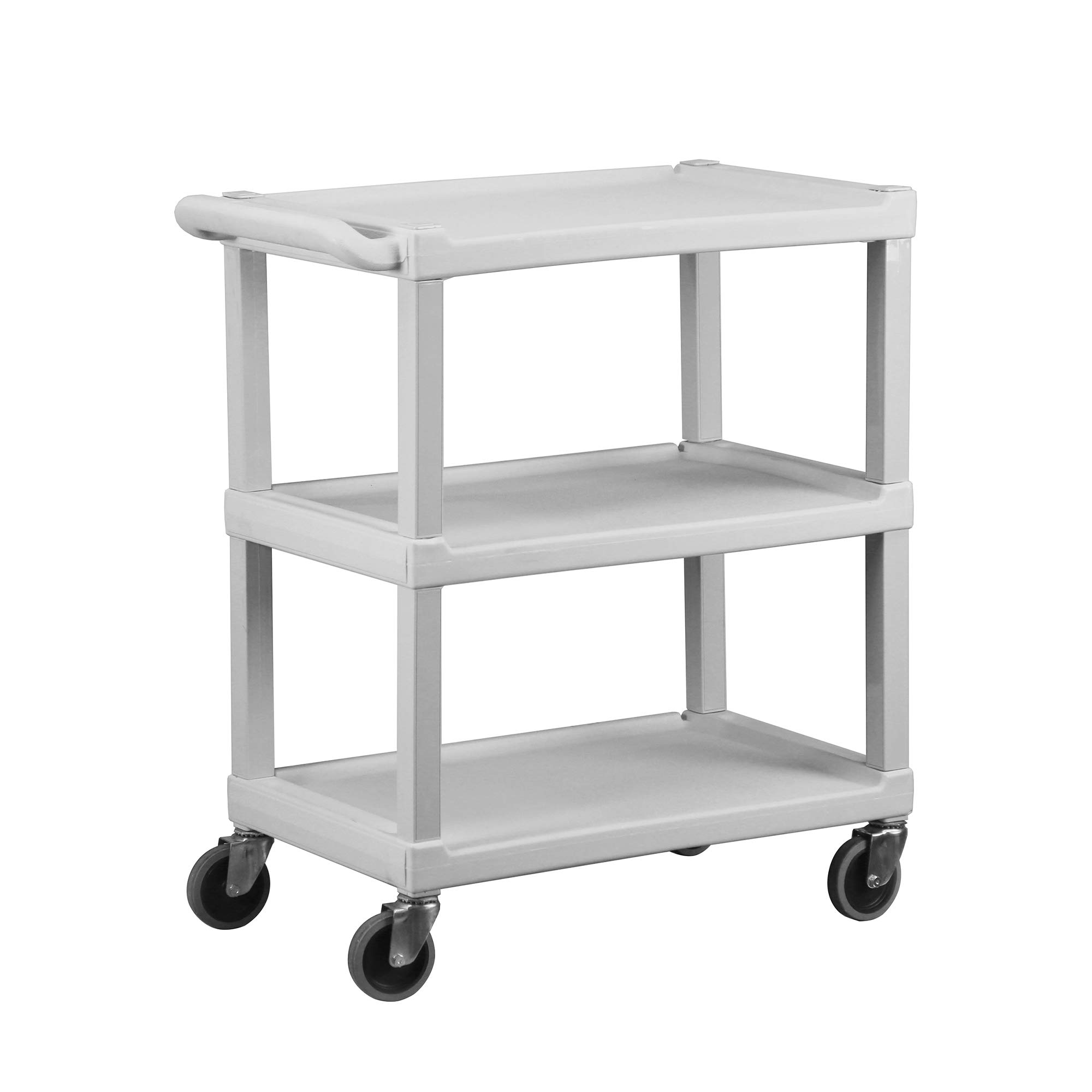 Lakeside Manufacturing 2000 Heavy Duty Utility Cart - 3-Tier Plastic Shelving with 300 lb Capacity, Beige - Ideal for Warehouse, Garage, Retail & Home Organization