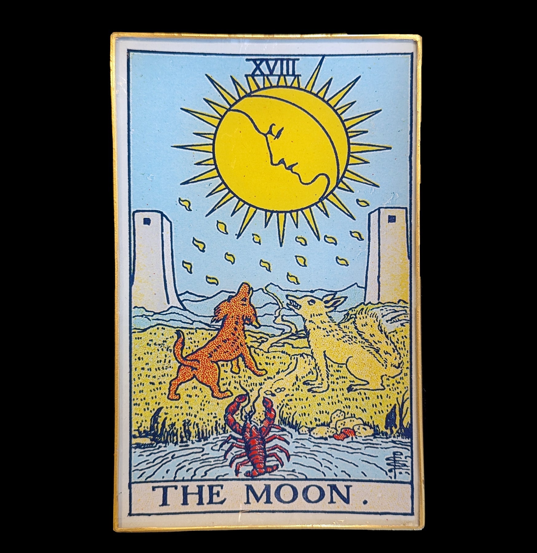 Decoupage Glass Moon Tarot Tray - Handmade Divination Tray for Tarot Card Reading, Crystal Storage & Witchcraft Altar Decor