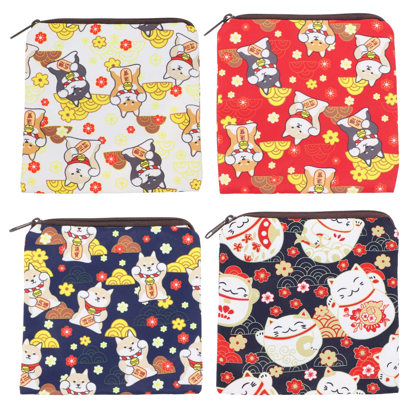 ARTIBETTER 4 Pcs Sanitary Pad Bag - Waterproof Travel Pouch for Period & Nursing Pads, Makeup & Cosmetics Storage (Assorted Colors)