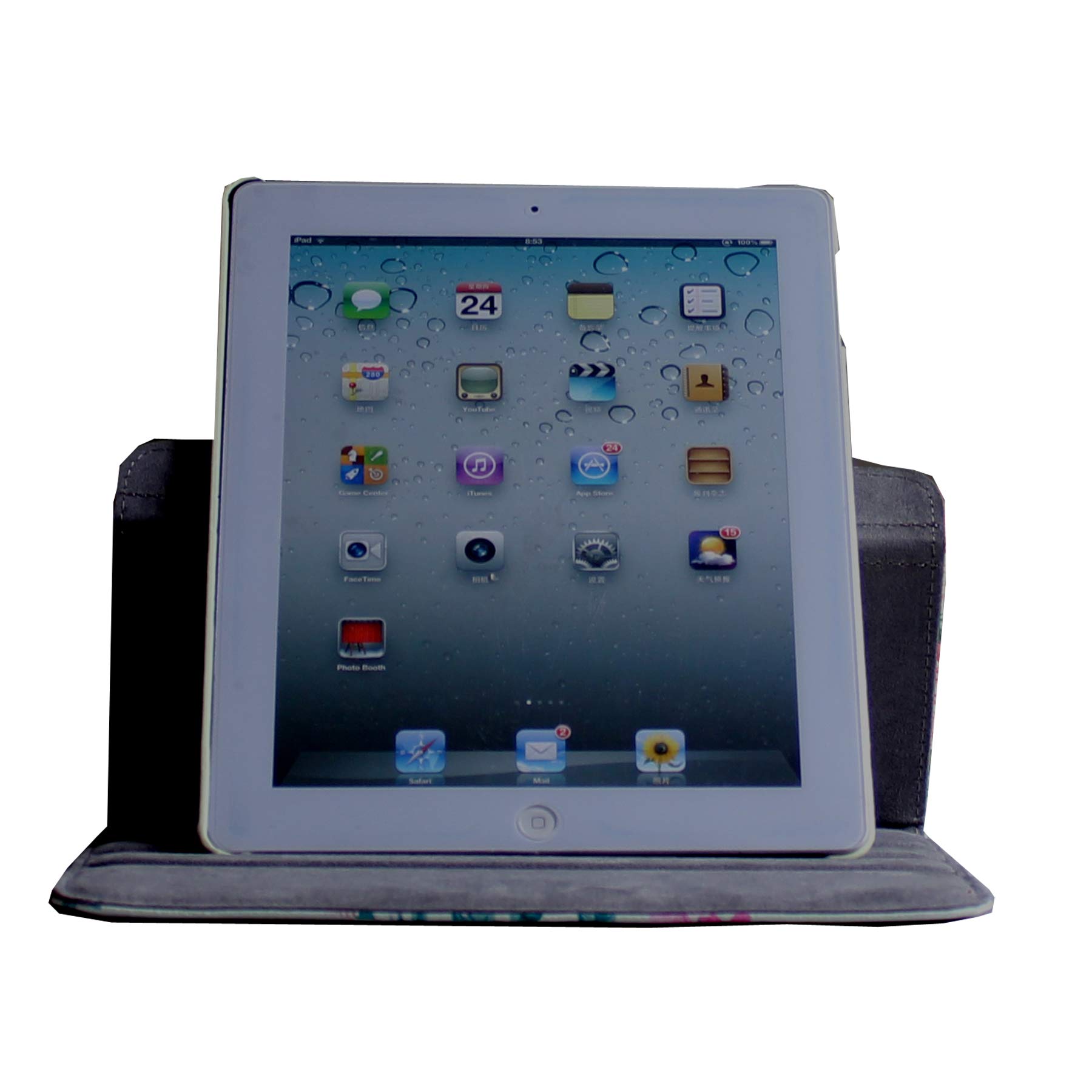 Magnetic Rotating Stand Smart Cover Case for iPad Air 1 (2013) - Auto Wake/Sleep Function, Compatible with iPad Air A1474 A1475 A1476 - Pink White Floral Design - Perfect for Work, Study & Travel