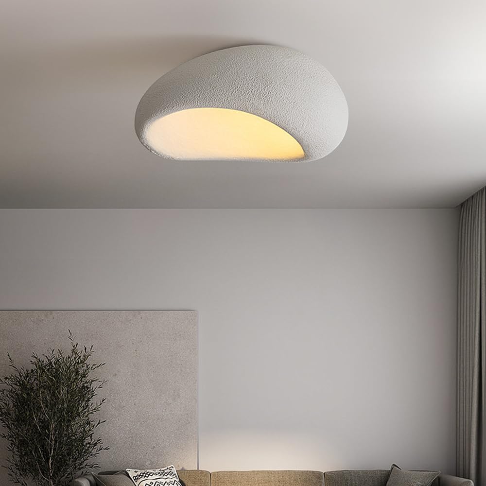 Nordic Minimalist Wabi Sabi Ceiling Lamp - Cream Chandelier for Bedroom & Restaurant Decor - E27 Semi Flush Mount Lighting