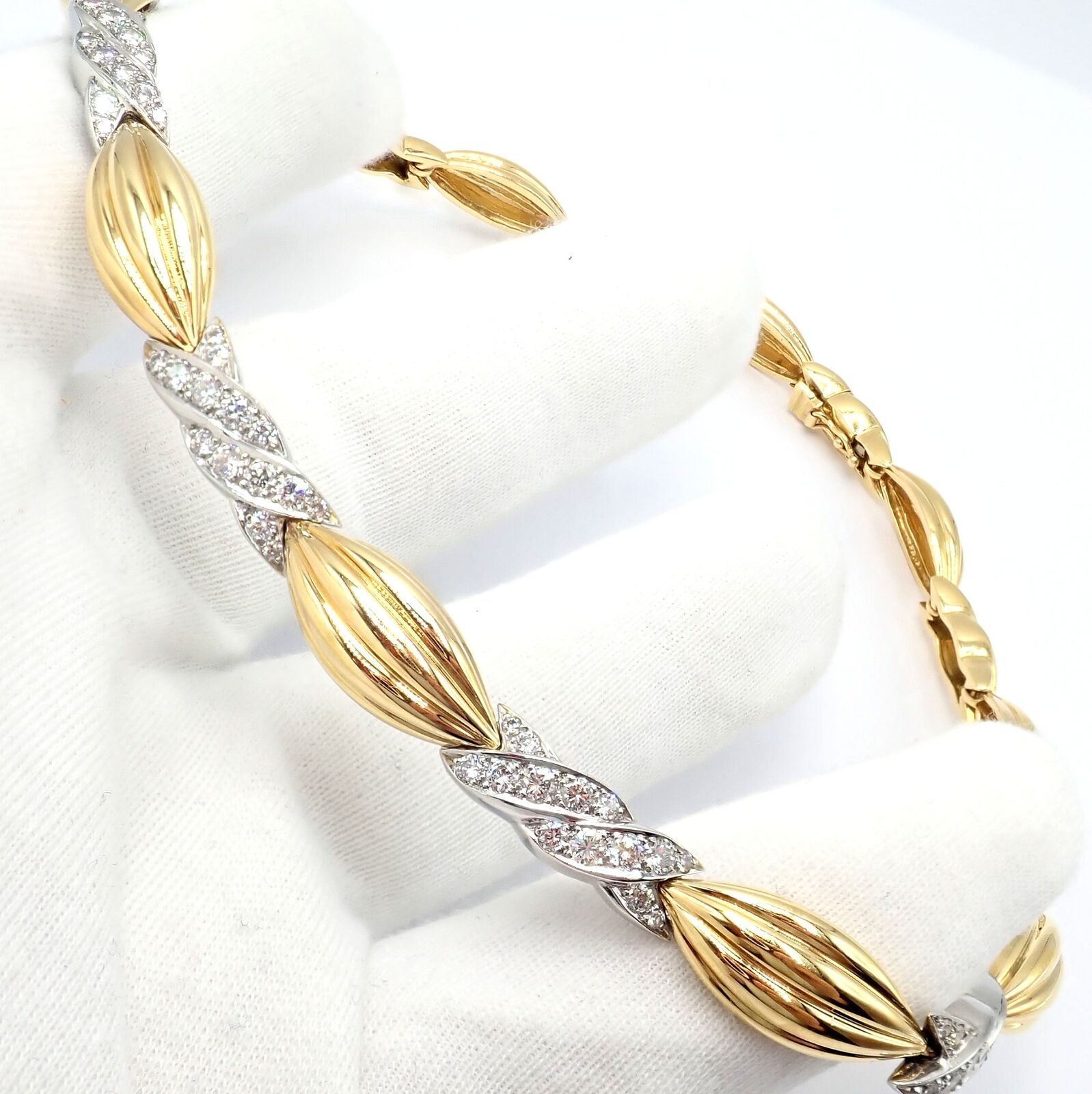 Authentic Tiffany & Co 18k Yellow & White Gold 4 Carat Diamond Candy Necklace - Elegant Jewelry Gift for Women, Perfect for Anniversaries & Special Occasions