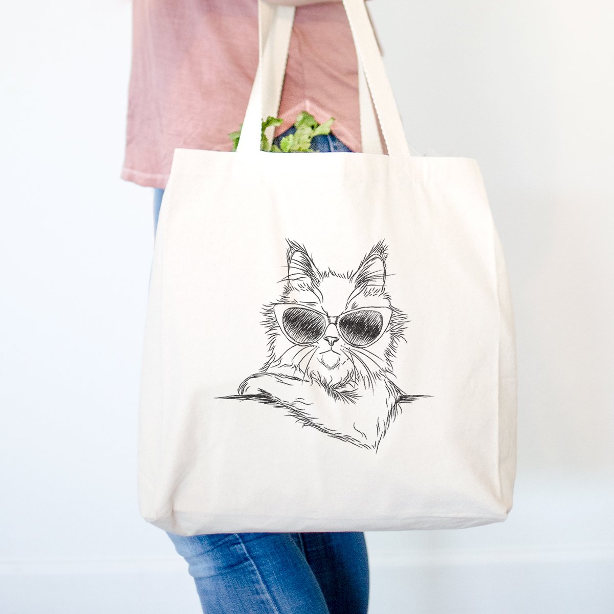 Ginger Maine Coon Cat Print Heavy Duty Cotton Canvas Tote Bag - 14.75x14.75x5 Inches - Eco-Friendly Reusable Grocery & Shopping Bag - Perfect for Groceries, Beach Trips, and Farmers Market