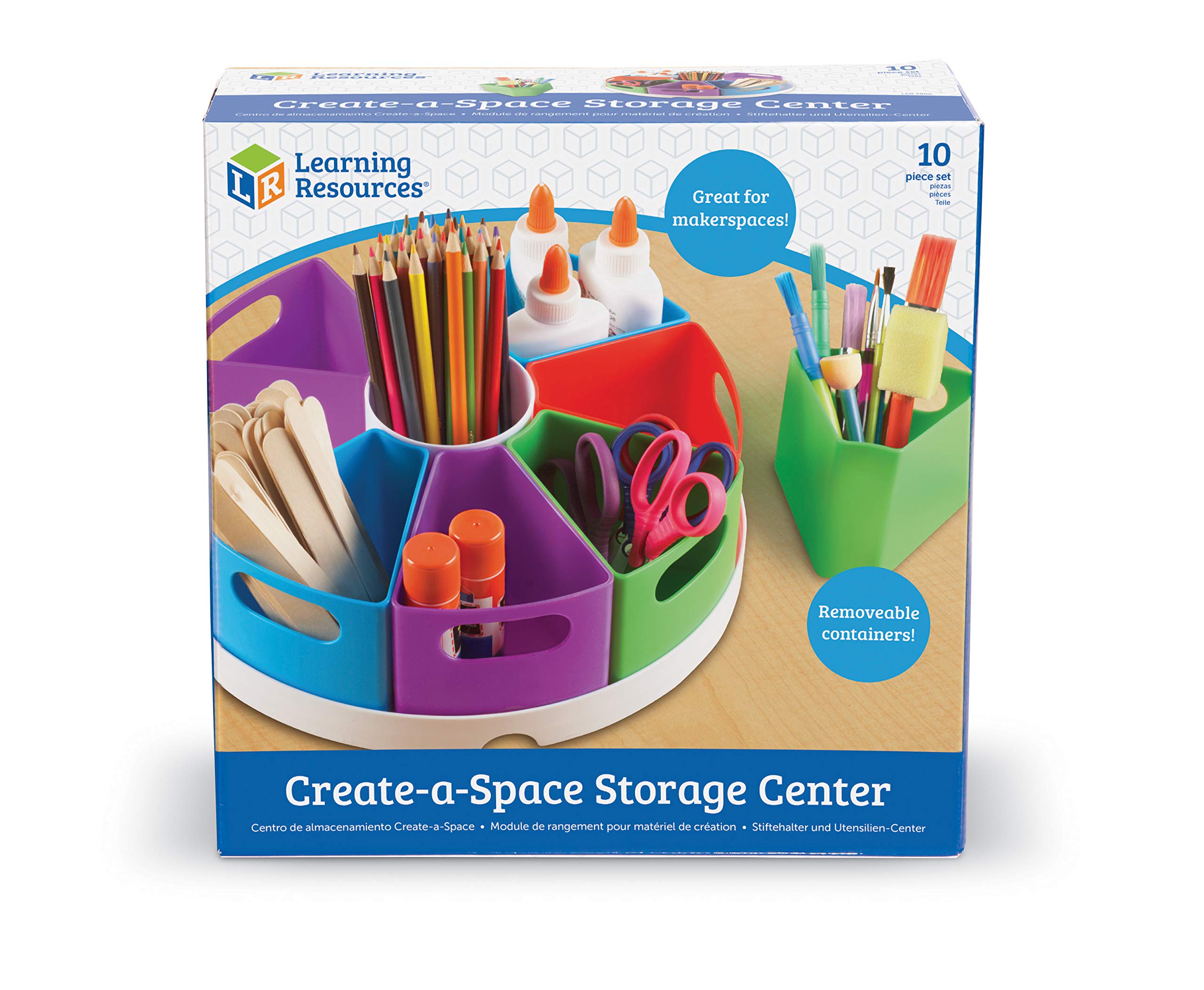 Learning Resources Create-a-Space Storage Center - 10-Piece Kids Desk Organizer Set for Art Supplies, Crayons & Homeschooling | Perfect for Classroom, Playroom & Home Organization