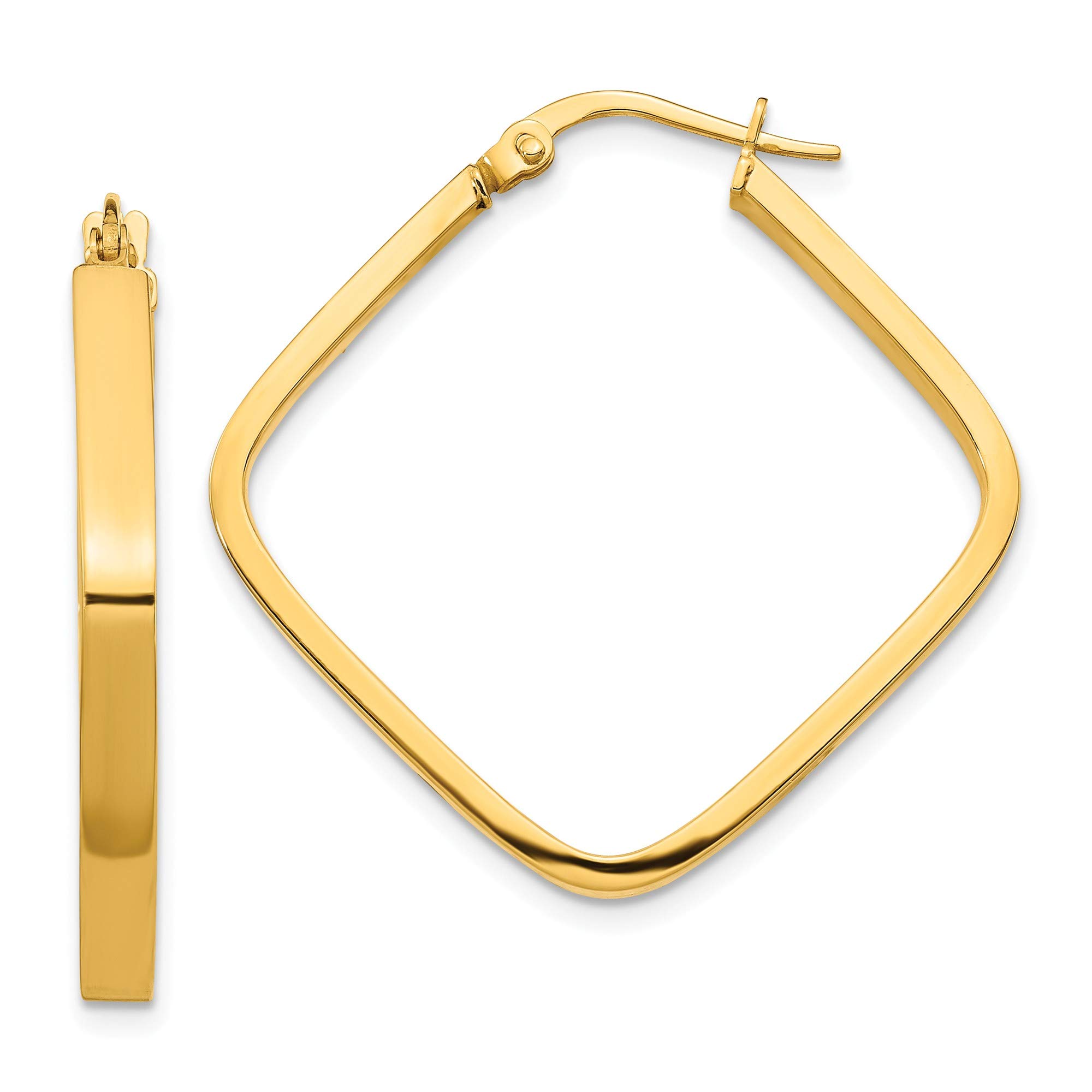 14K Yellow Gold 2x2mm Square Hoop Earrings for Women - Classic Minimalist Jewelry for Everyday Wear, Office, Date Night & Special Occasions