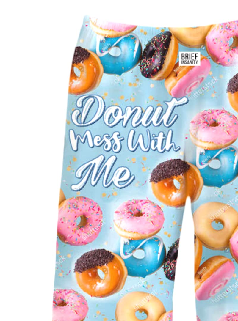 Funny Donut Mess with Me Pajama Pants for Men & Women - Comfortable Novelty Sleepwear & Loungewear for Home, Parties & Gifts
