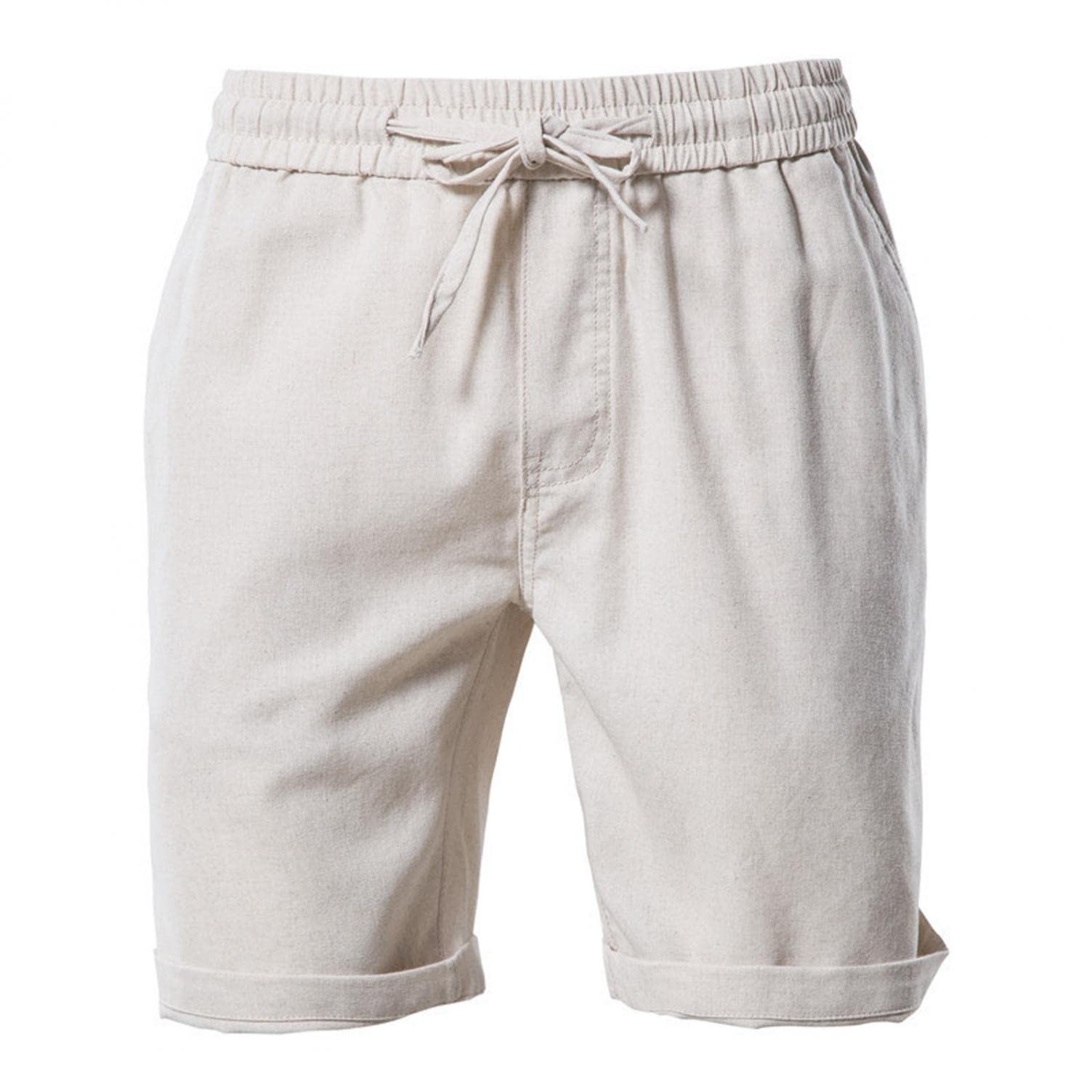 Men's Linen Shorts - Breathable Cotton Linen Workout & Yoga Shorts for Summer - Solid Color Casual Gym Shorts - Perfect Father's Day Gift for Outdoor Activities & Relaxation