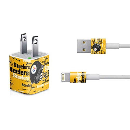 Officially Licensed NFL Pittsburgh Steelers iPhone Charger Skin (5W USB) - Durable Decal Compatible with iPhone - Perfect for Home, Office & Travel
