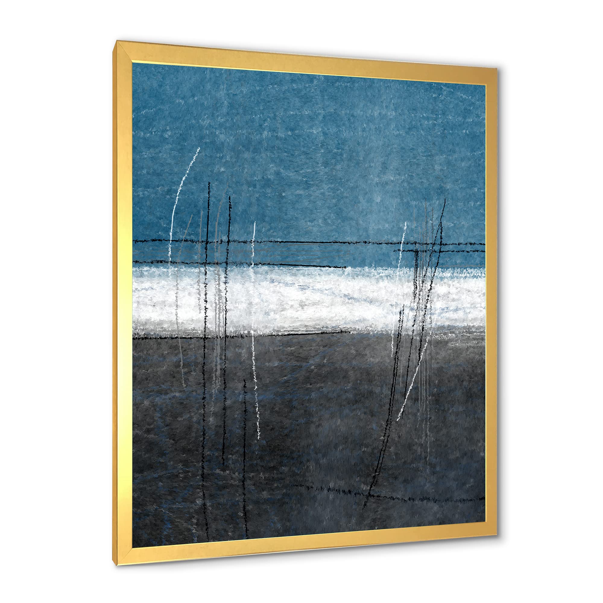 DesignQ Teal and Grey Abstract Art - Modern Framed Wall Painting for Living Room, Bedroom & Office Decor | Contemporary Home Artwork