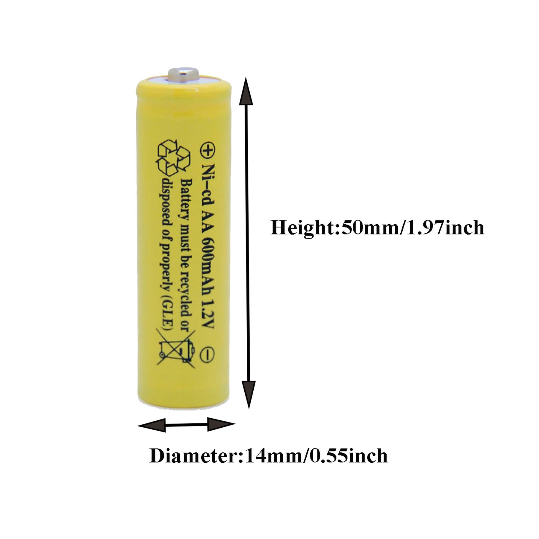 8 Pack AA 1.2V 600mAh Ni-Cd Rechargeable Solar Batteries for Outdoor Solar Lights, Garden Lamps, Pathway Lighting - Long Lasting Power for Solar Powered Devices