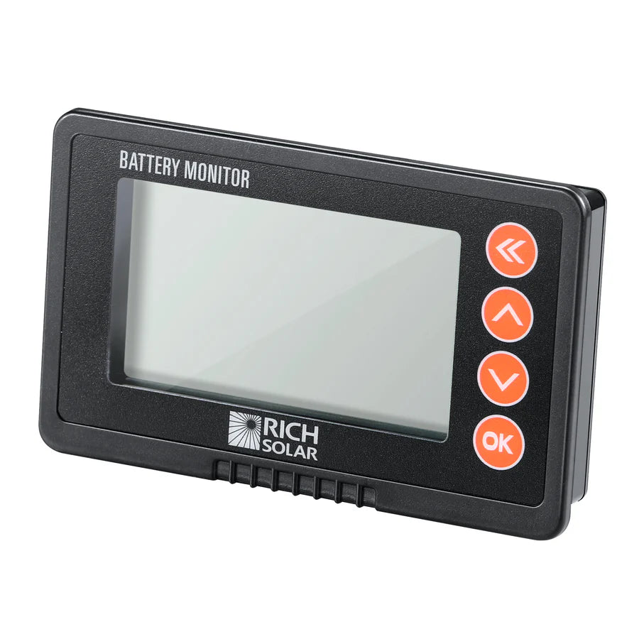 RICH SOLAR 500A Battery Monitor with LCD Display - 8~120V RV Battery Monitor for Solar Power, Marine, Automotive & Off-Grid Applications - Perfect for RV, Boat, Truck & Home Energy Systems