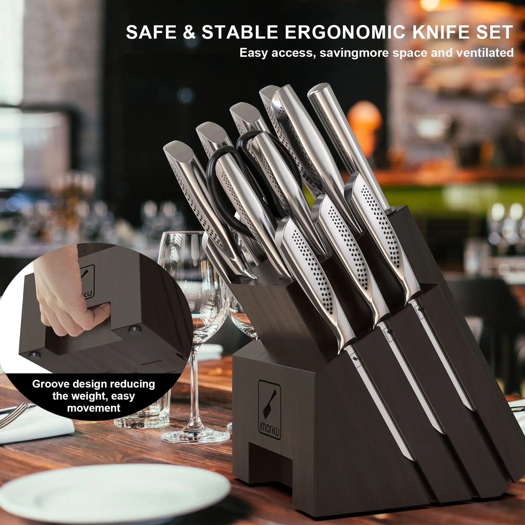 Premium Japanese Kitchen Knife Set with Non-Slip Ergonomic Handle - 6-Piece Chef Knives Block for Professional Cooking & Home Use | Perfect for Slicing, Dicing & Food Prep