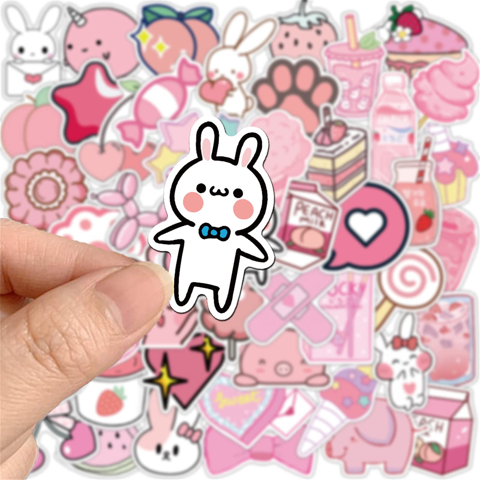 50PCS Kawaii Cute Waterproof Stickers for Kids & Teens - Aesthetic Pink VSCO Girl Stickers for Water Bottles, Hydro Flask, Laptop, Phone & Car | Perfect for School Supplies, DIY Crafts & Personalizing Accessories