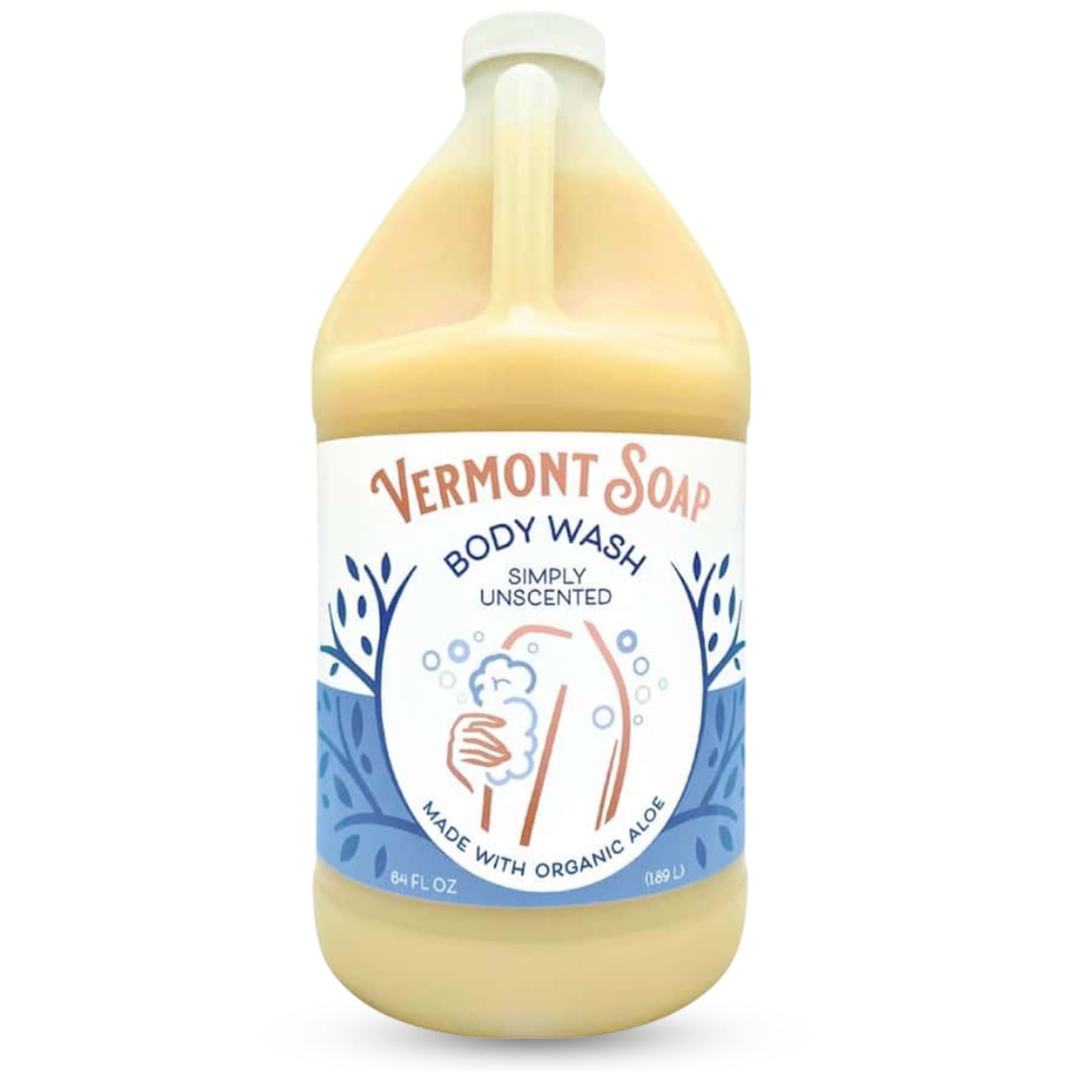 **Vermont Natural Shea Butter Body Wash - Fragrance Free Moisturizing & Soothing Gel for Women & Men (Simply Unscented, 64oz) - Perfect for Sensitive Skin & Daily Hydration**